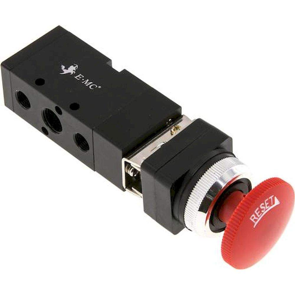 E.MC M 522-S3. 5/2-Wege Not-Aus-Taster-Ventil, rot, G 1/4"