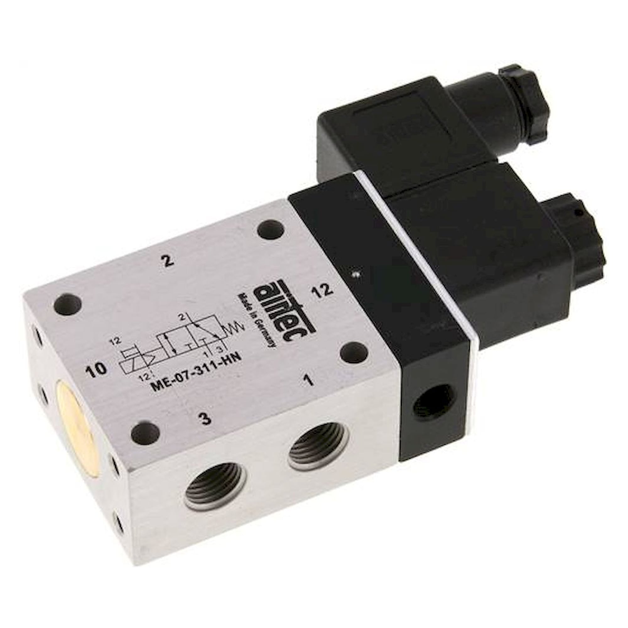 Airtec ME 07311HN 12V=. 3/2-Wege Magnetventil mit Fremdluftanschluss, G 1/4"