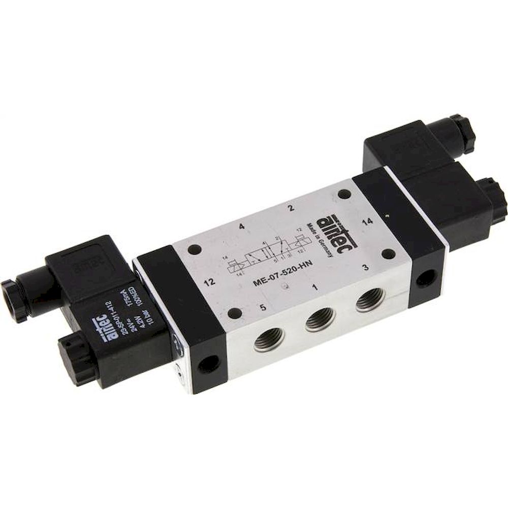 Airtec ME 07520HN 24V=. 5/2-Wege Magnetimpulsventil mit Fremdluftanschluss, G 1/4"