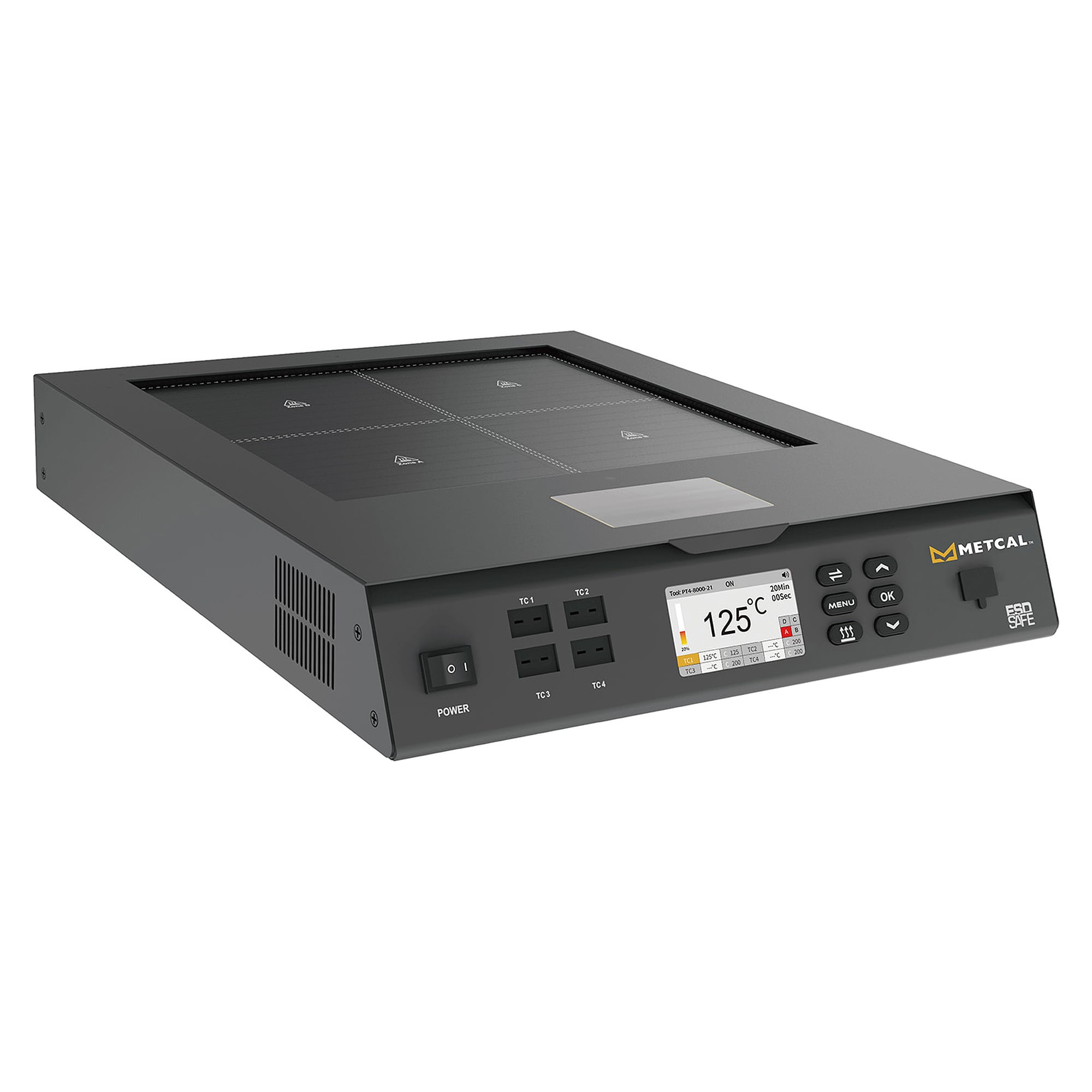 Plaque de préchauffage 4 zones, 4600 W, 50 - 250 °C, surface 360 x 400 mm - Metcal PT4-8000-21
