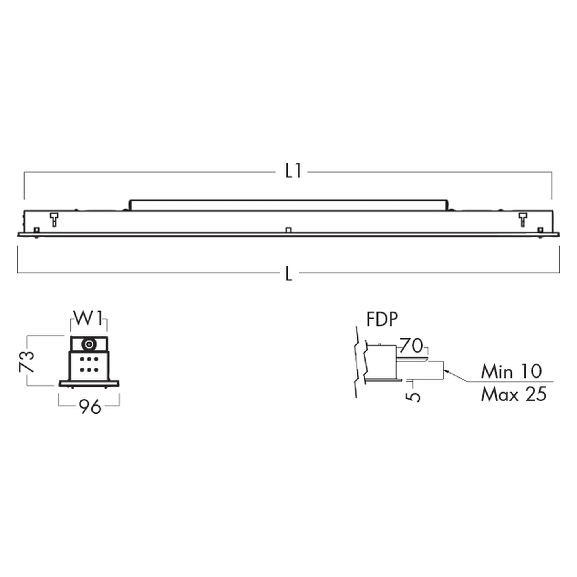 Glamox MODUL-R100x600 Einbauleuchte, 2100 lm, 4000 K, DALI-dimmbar