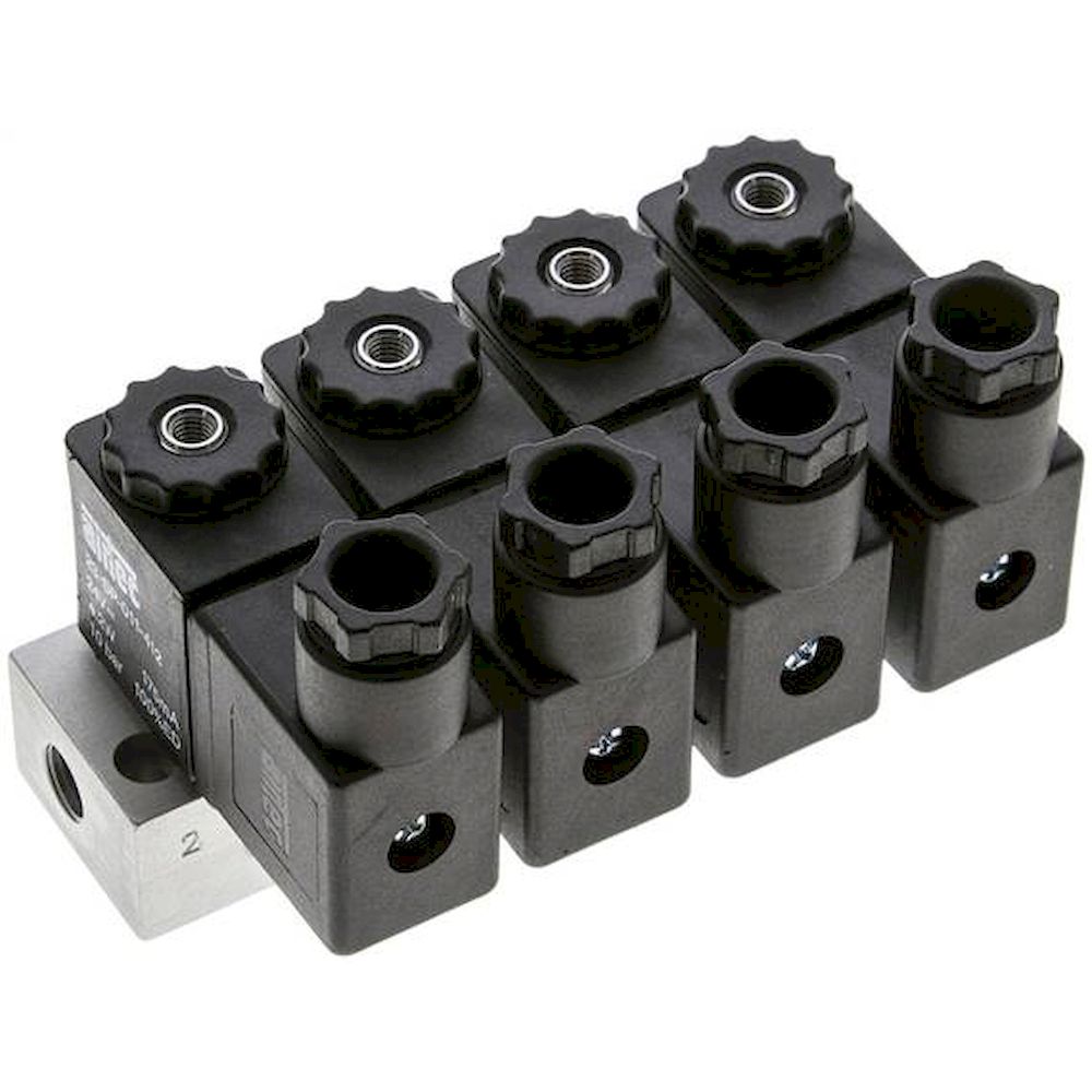 Airtec MS 18310/4HN24V=. 3/2-Wege Magnetventil, G 1/8", geschlossen (NC), 4-fach, 24 V DC
