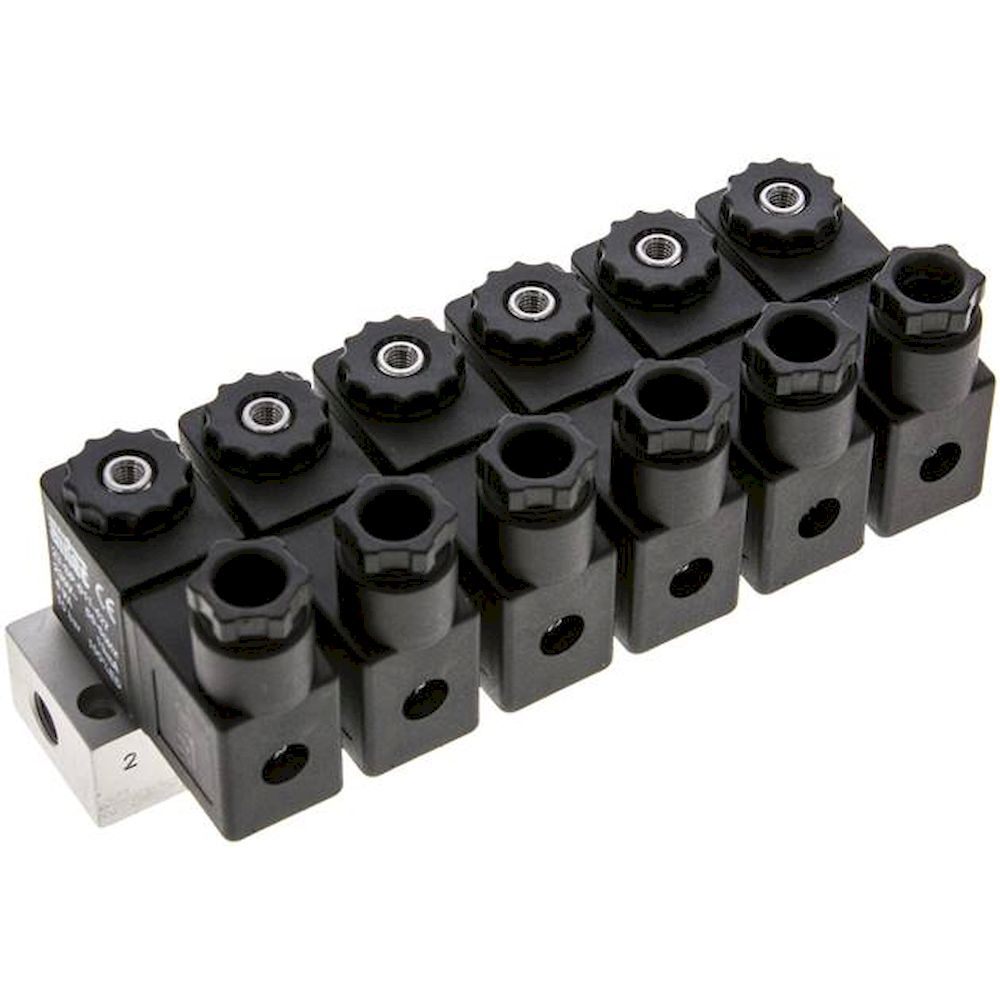 Airtec MS 18310/6HN230V. 3/2-Wege Magnetventil, G 1/8", geschlossen (NC), 6-fach, 230 V AC