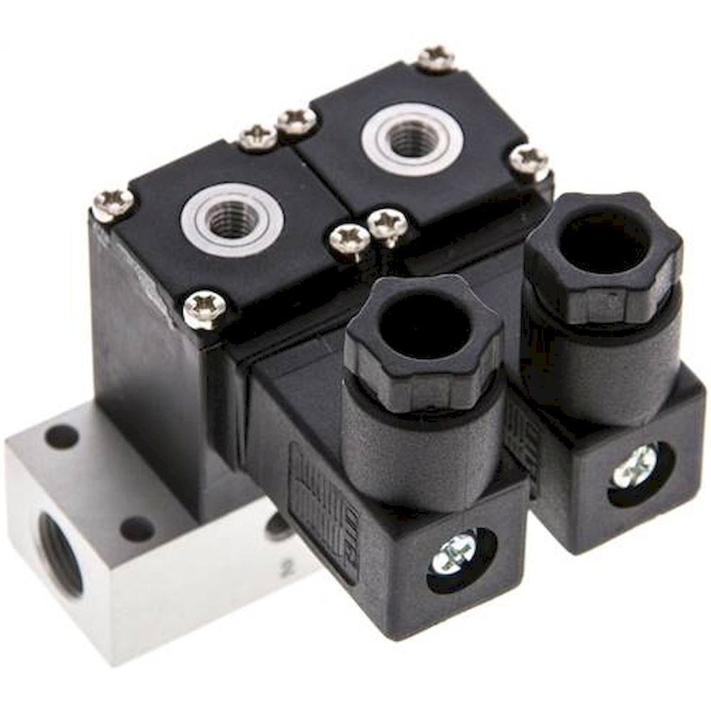 Airtec MS 20310/2HN24V=. 3/2-Wege Magnetventil, M 5, geschlossen (NC), 2-fach, 24 V DC