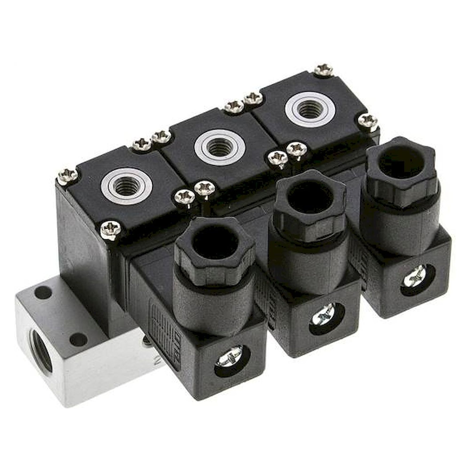 Airtec MS 20310/3HN12V=. 3/2-Wege Magnetventil, M 5, geschlossen (NC), 3-fach, 12 V DC