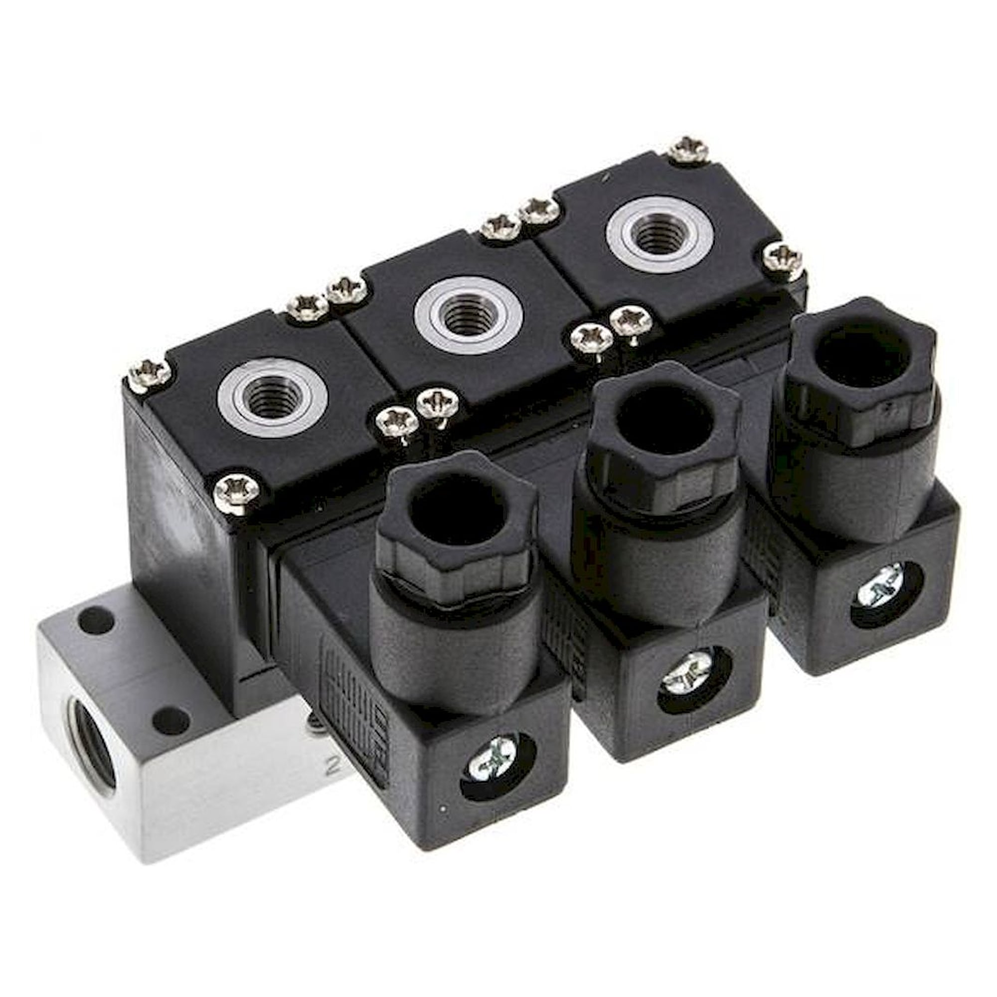Airtec MS 20310/3HN24V=. 3/2-Wege Magnetventil, M 5, geschlossen (NC), 3-fach, 24 V DC