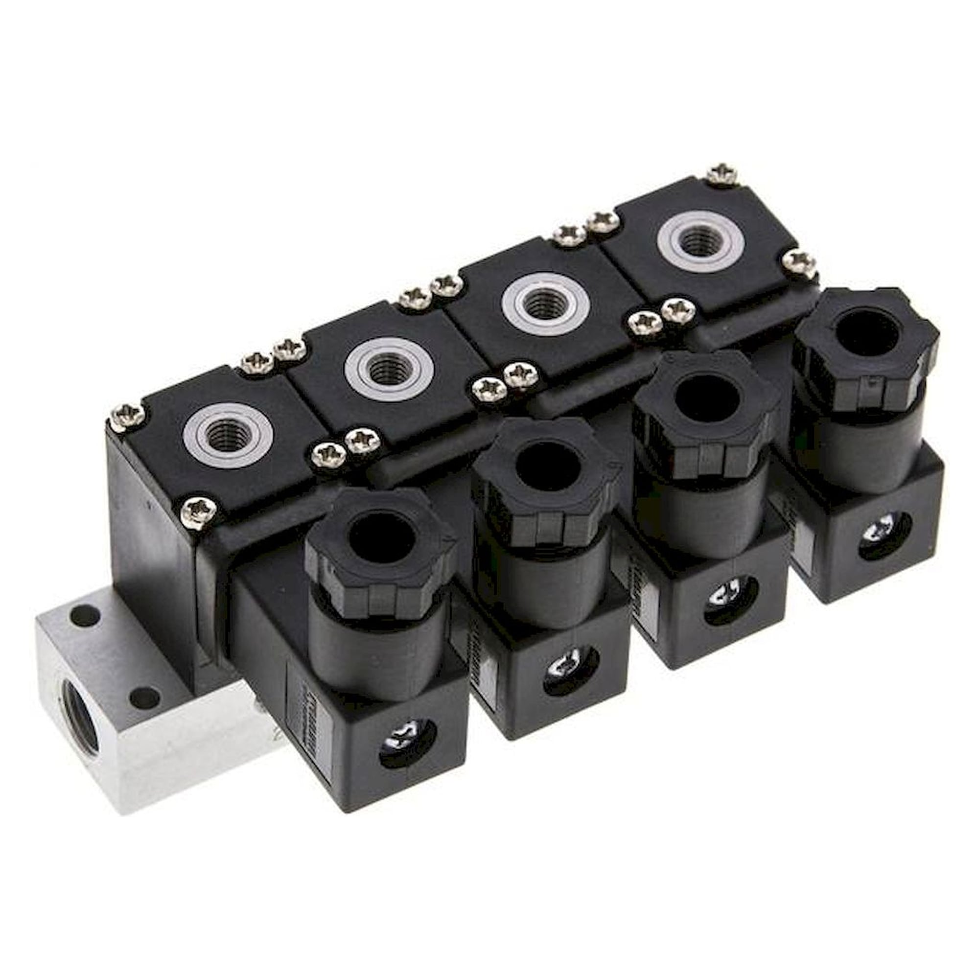 Airtec MS 20310/4HN12V=. 3/2-Wege Magnetventil, M 5, geschlossen (NC), 4-fach, 12 V DC