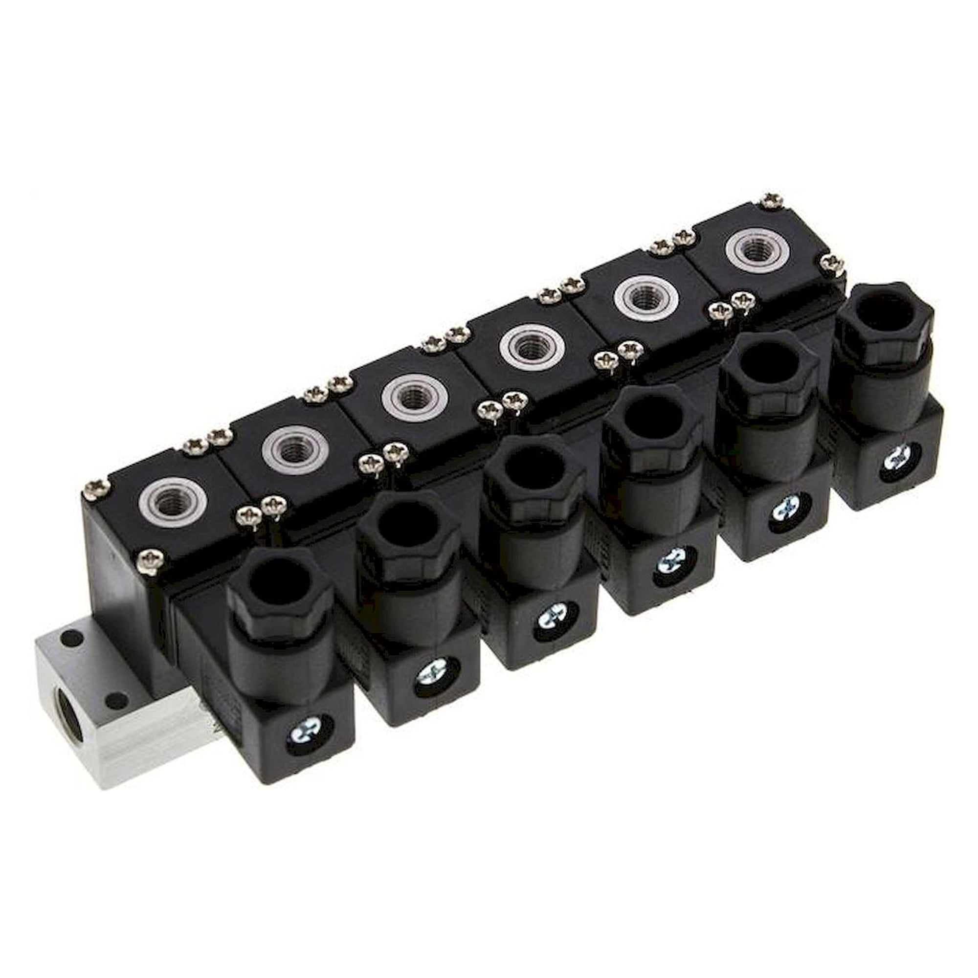 Airtec MS 20310/6HN12V=. 3/2-Wege Magnetventil, M 5, geschlossen (NC), 6-fach, 12 V DC