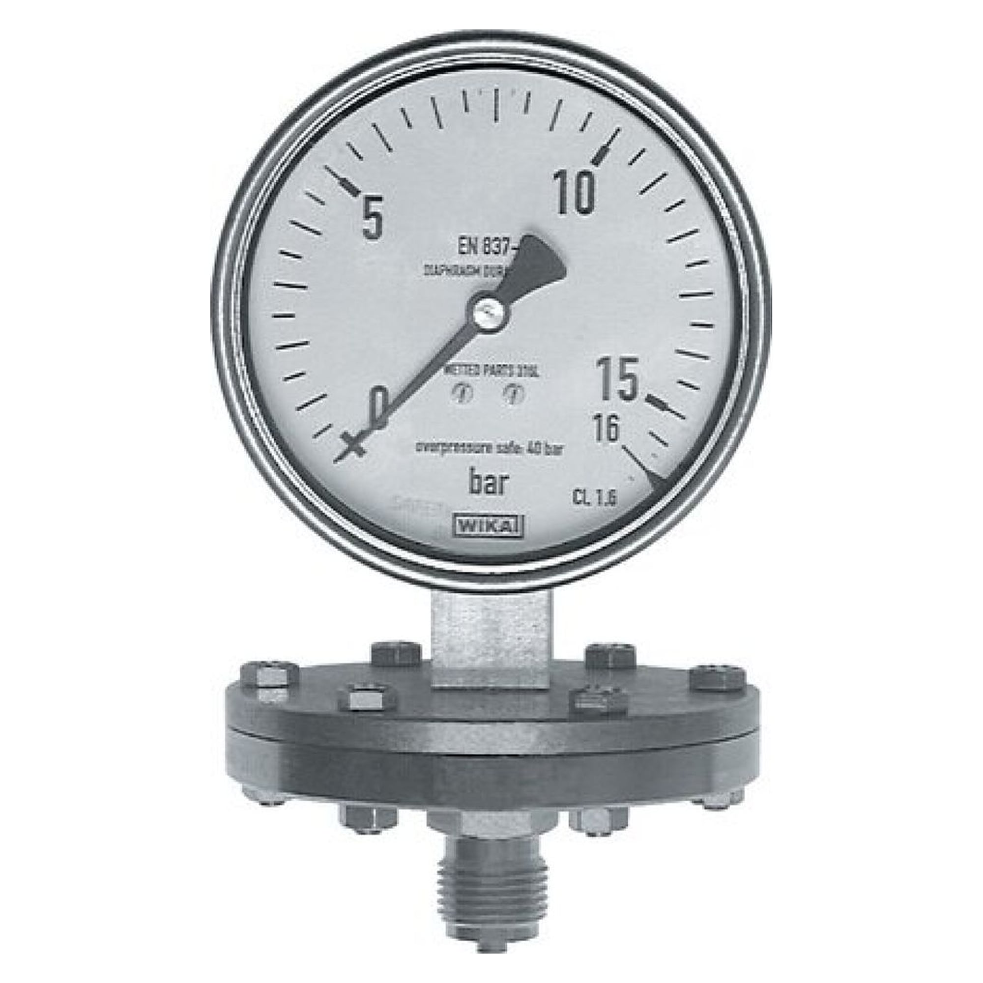 Wika MSP 250100MB ES ES-Plattenfeder-Manometer senkrecht, 100mm, 0-250 mbar bar