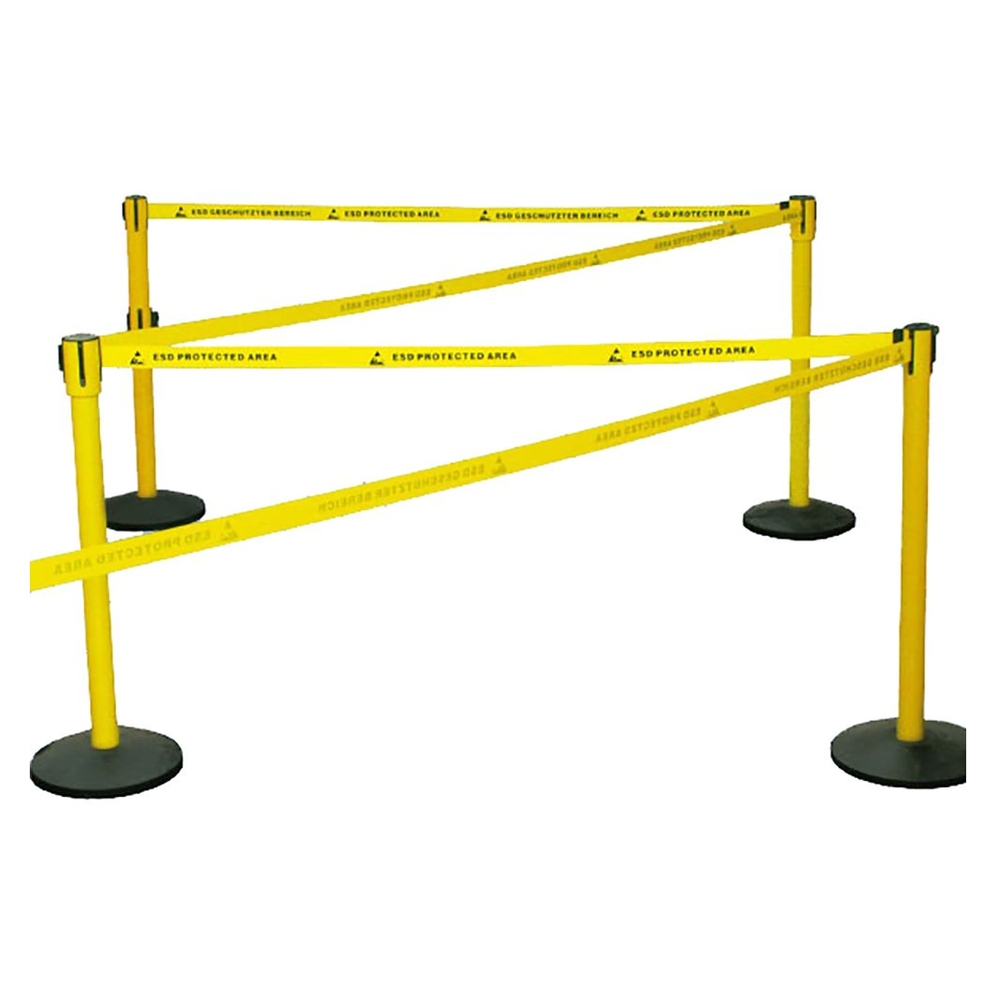 Belt barrier post yellow-black, height 1000 mm, incl. 4000 mm belt one side EPA imprint (single belt) - A1-ESD C-209 20569