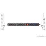 Reeco RF-LZ-10A9G-2.5-750. Reeco 10A (9 sockets) energy rail, 2,5m cord, horizontal