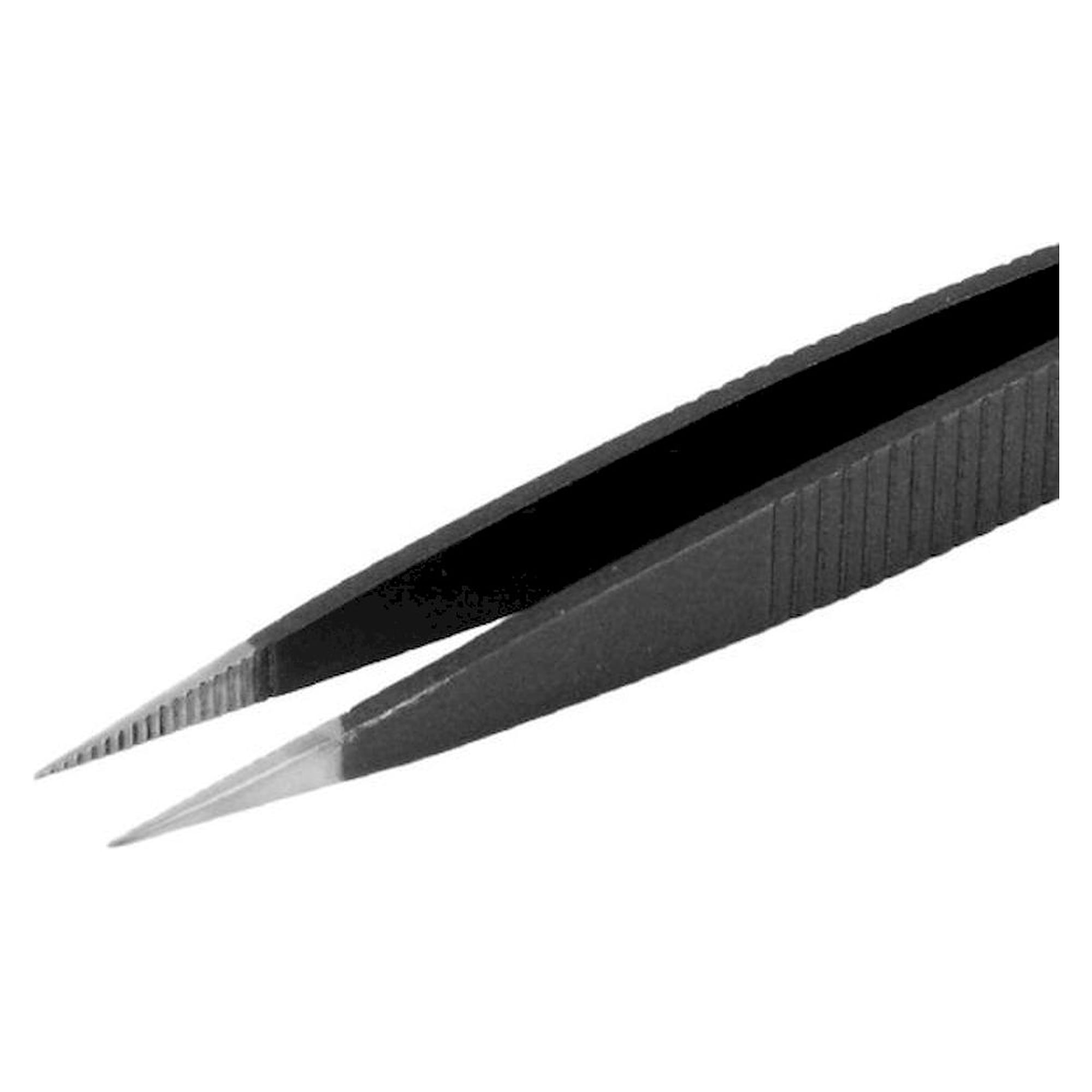 Piergiacomi 00D SA D. ESD Tweezers, with thick flat tips and serrated internally & externally, 120 mm