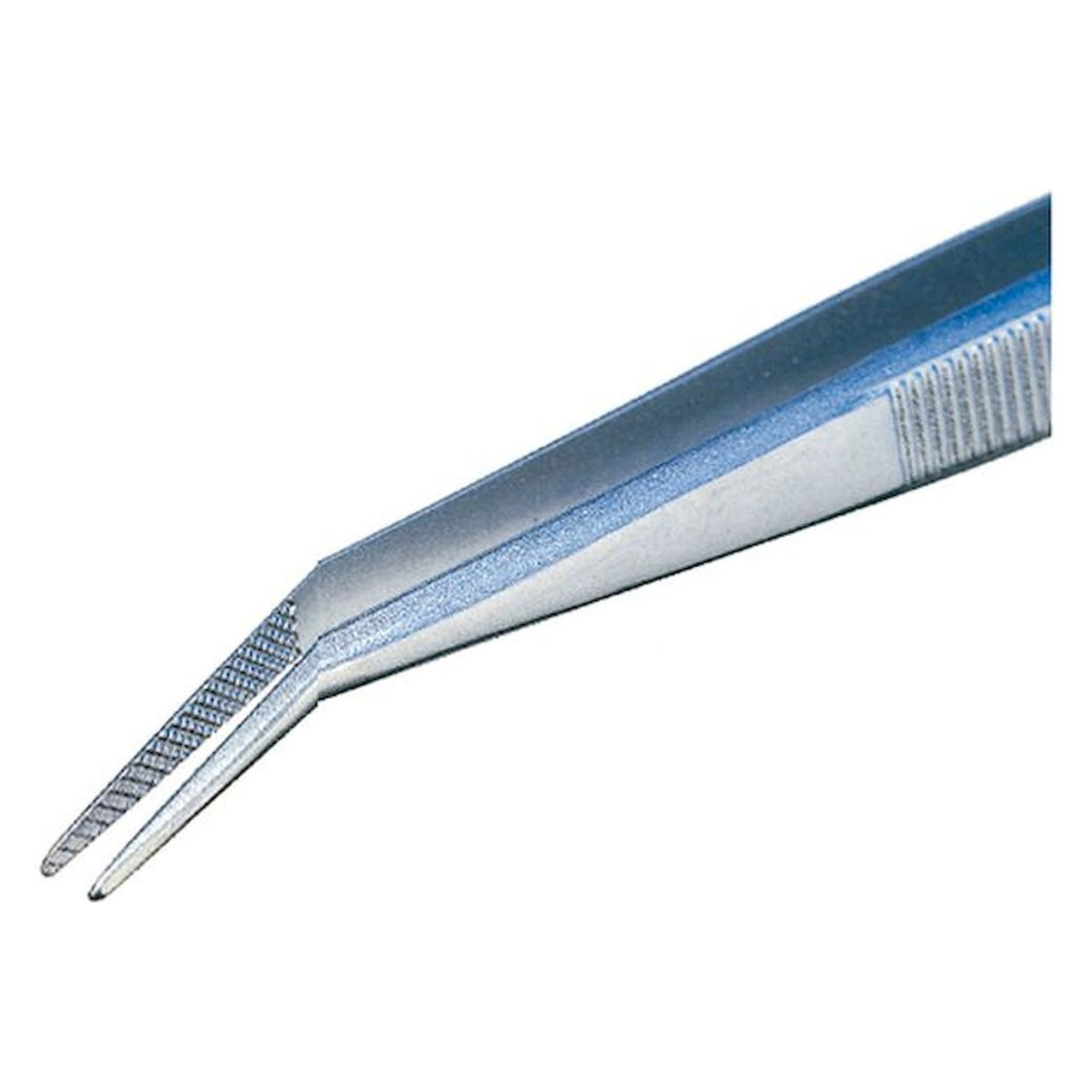 Piergiacomi 19P SA. Tweezers, with bent tips and serrated internally and externally, 160 mm