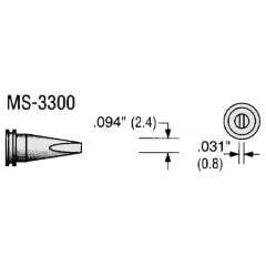 Plato MS-3300. Soldering tip MS series, chisel-shaped, B: 2.4 mm