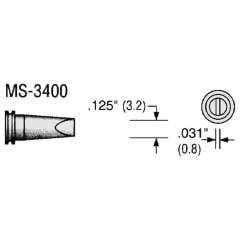 Plato MS-3400. Soldering tip MS series, chisel-shaped, 3.2x0.8 mm