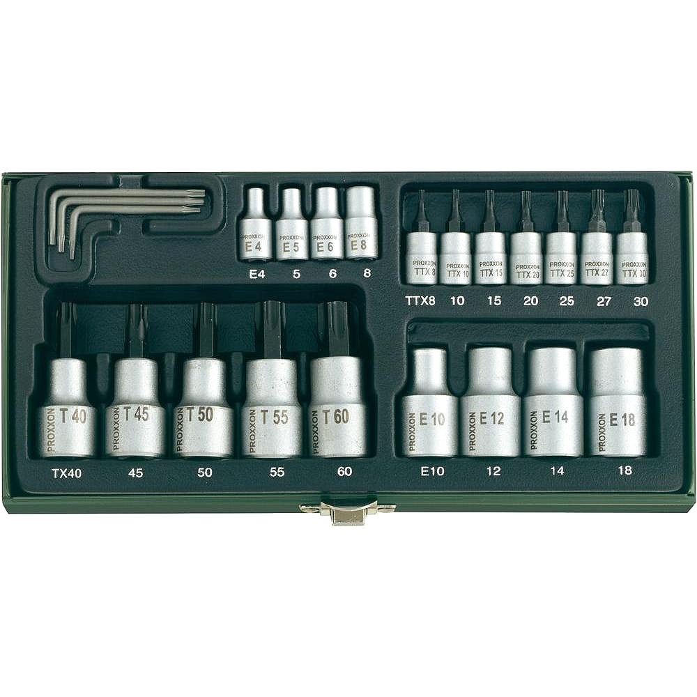 Proxxon 23102. Steckschlüsselsatz "TX", 1/4" + 1/2" (24-tlg.)