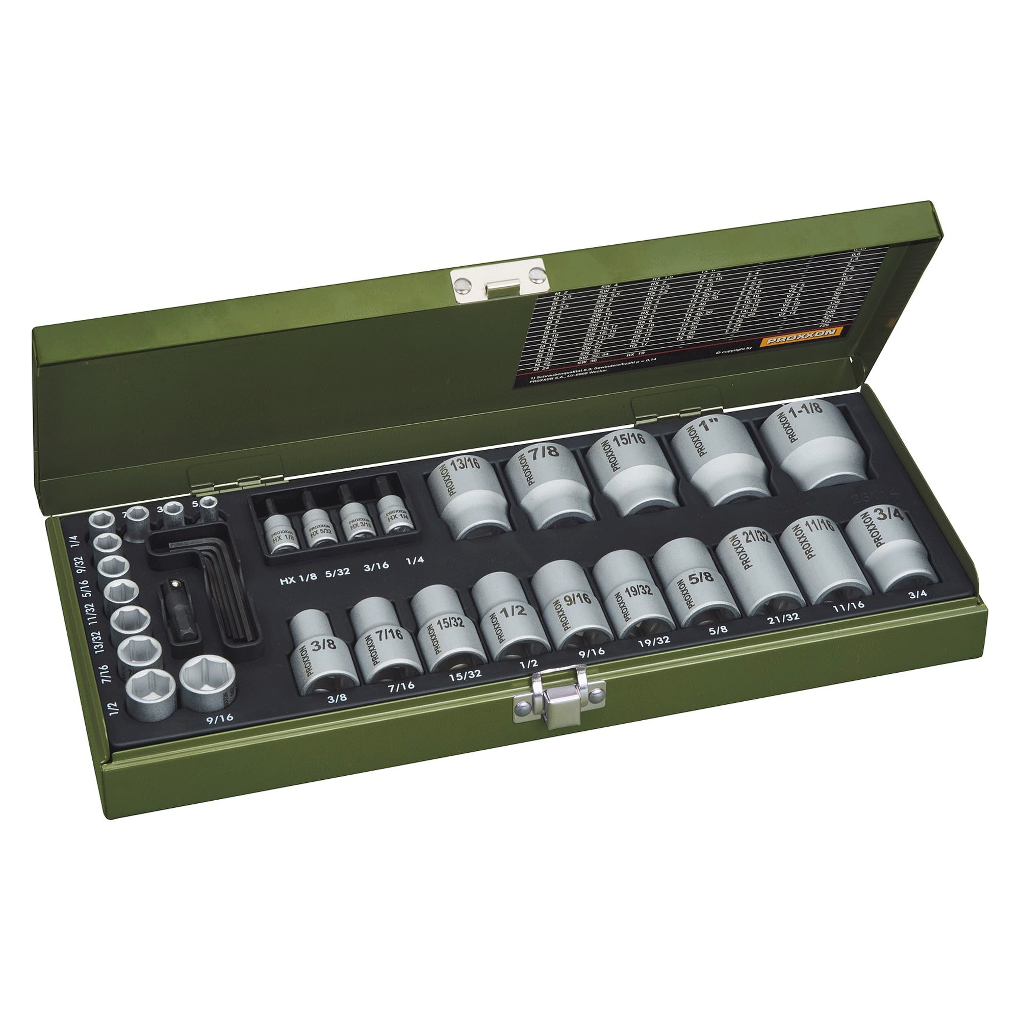 Special Socket Set for inch screws, 36 pieces - Proxxon 23114