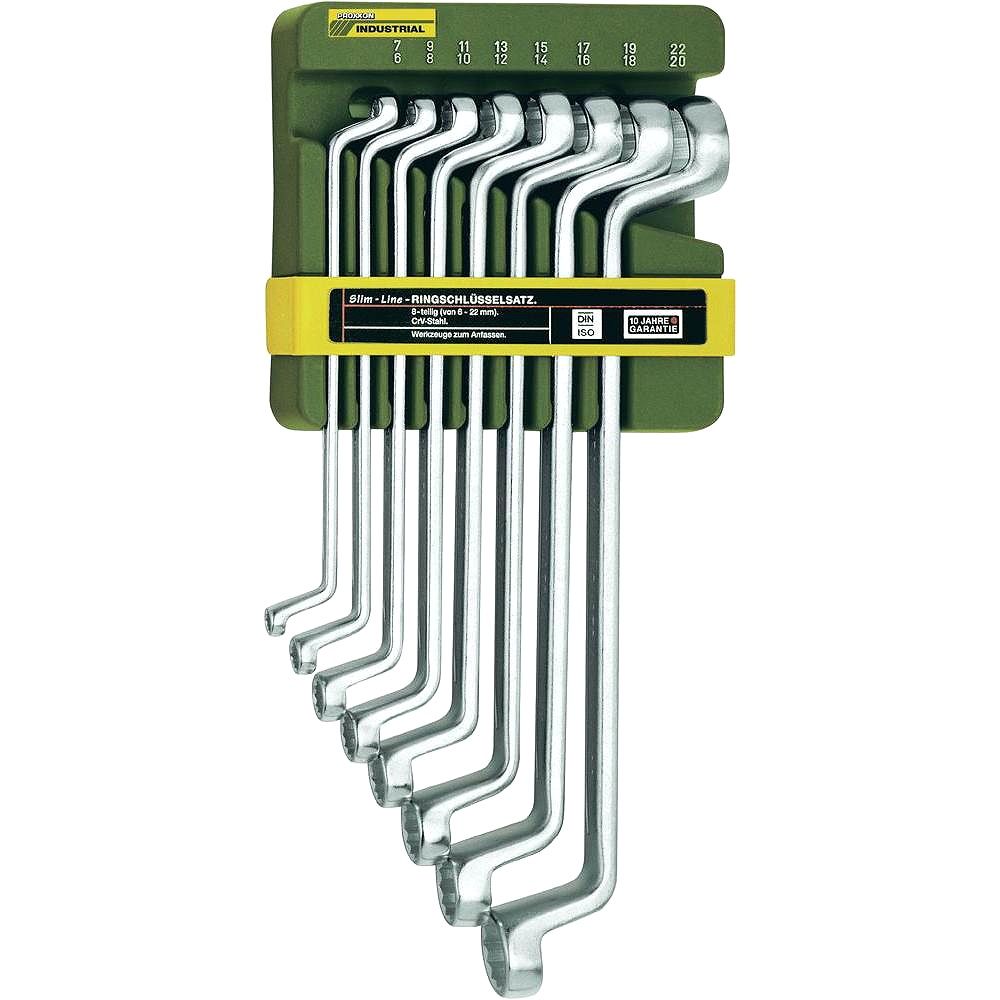 Proxxon 23810. Doppel-Ringschlüsselsatz, 8-teilig von 6 x 7 bis 20 x 22 mm