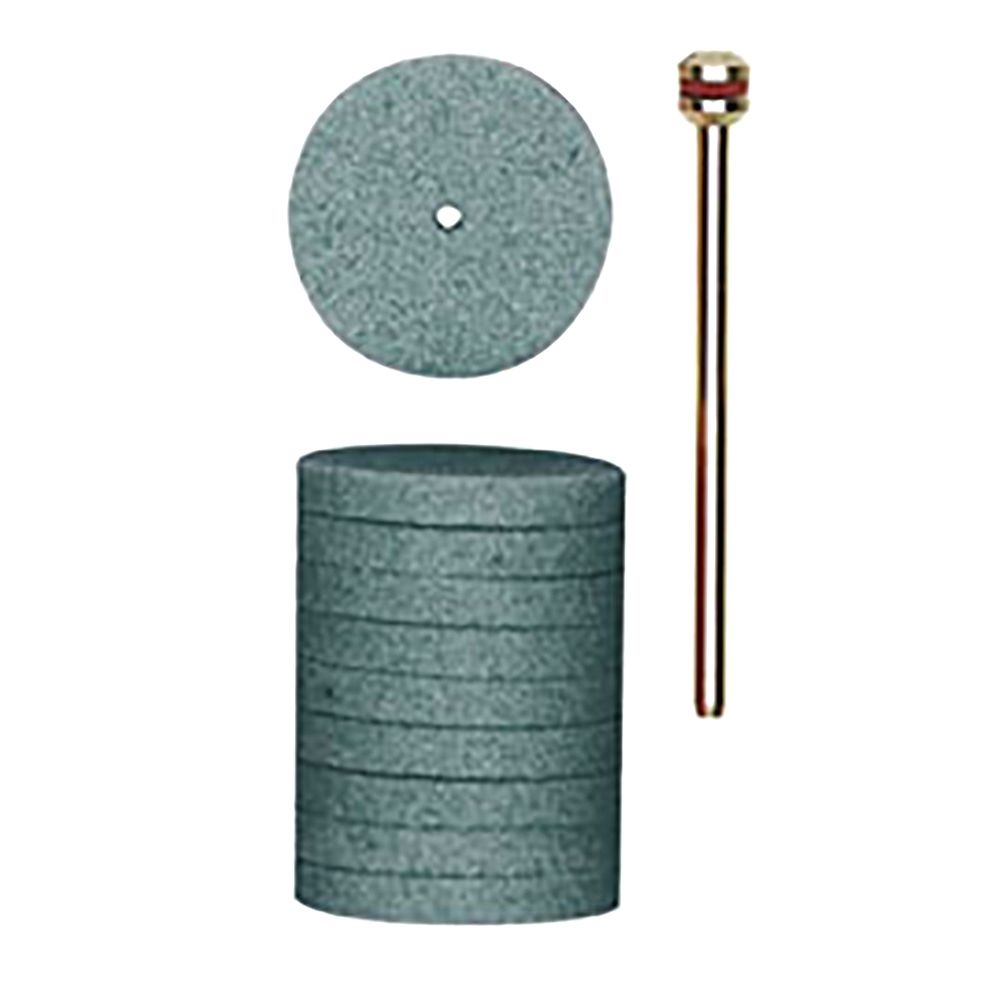 Proxxon 28304. Silizium-Carbid-Schleifscheiben, 22 mm, 10 Stück mit Träger