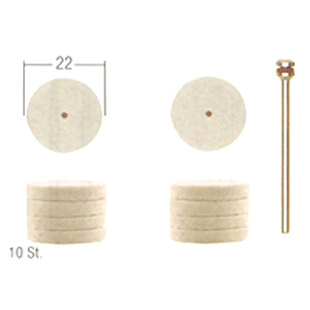 Proxxon 28798. Filzscheiben, 22 mm, 10 Stück + 1 Träger