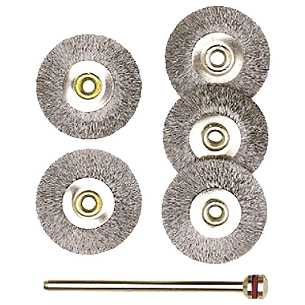 Proxxon 28952. Radbürsten, Stahl, 22 mm, 5 Stück + 1 Träger