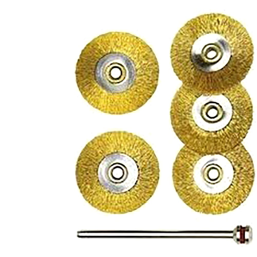 Proxxon 28962. Radbürsten, Messing, 22 mm, 5 Stück + 1 Träger