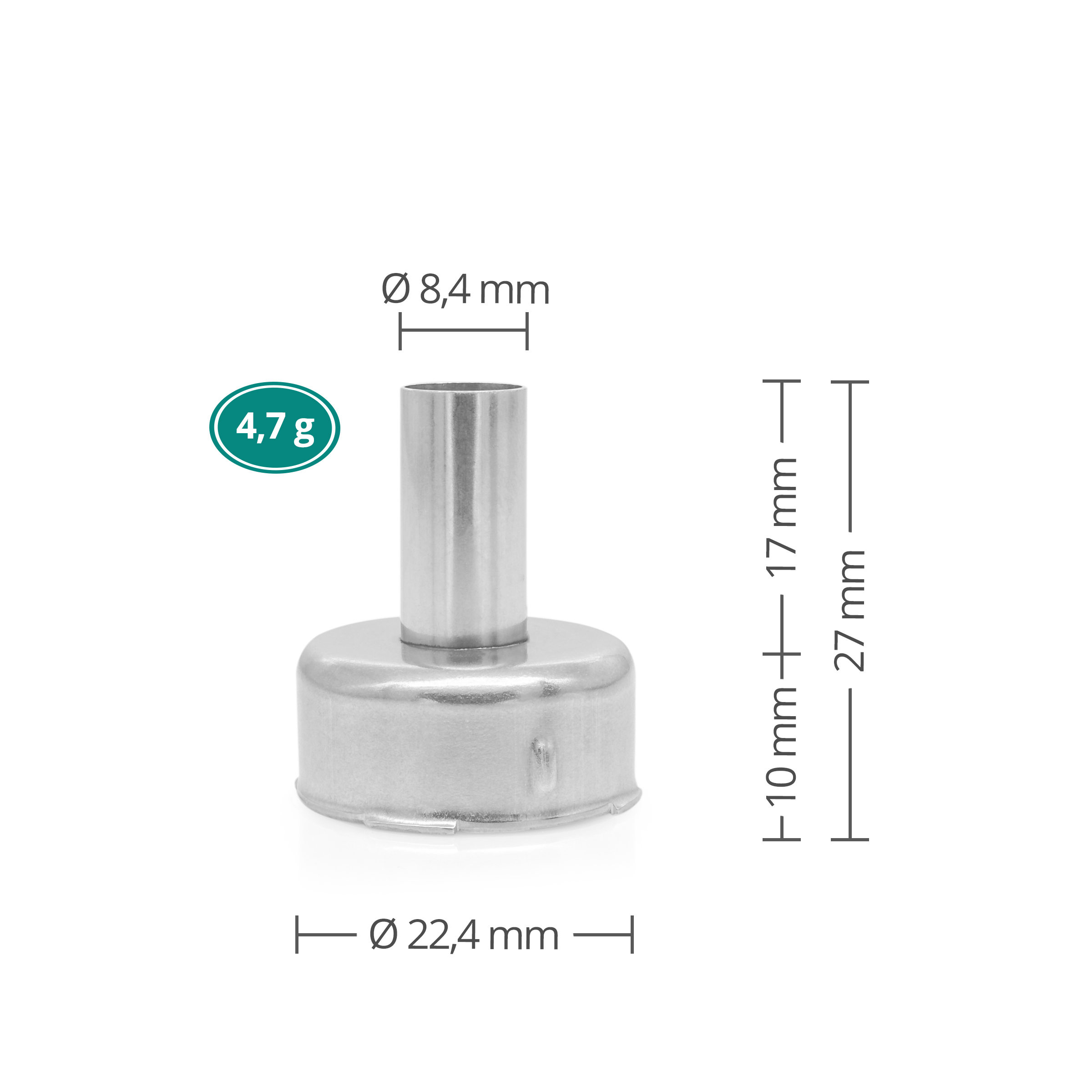 Heißluftdüse gerade 8,4 mm rund, 17 mm lang für 707D+/997 - Quick A2084