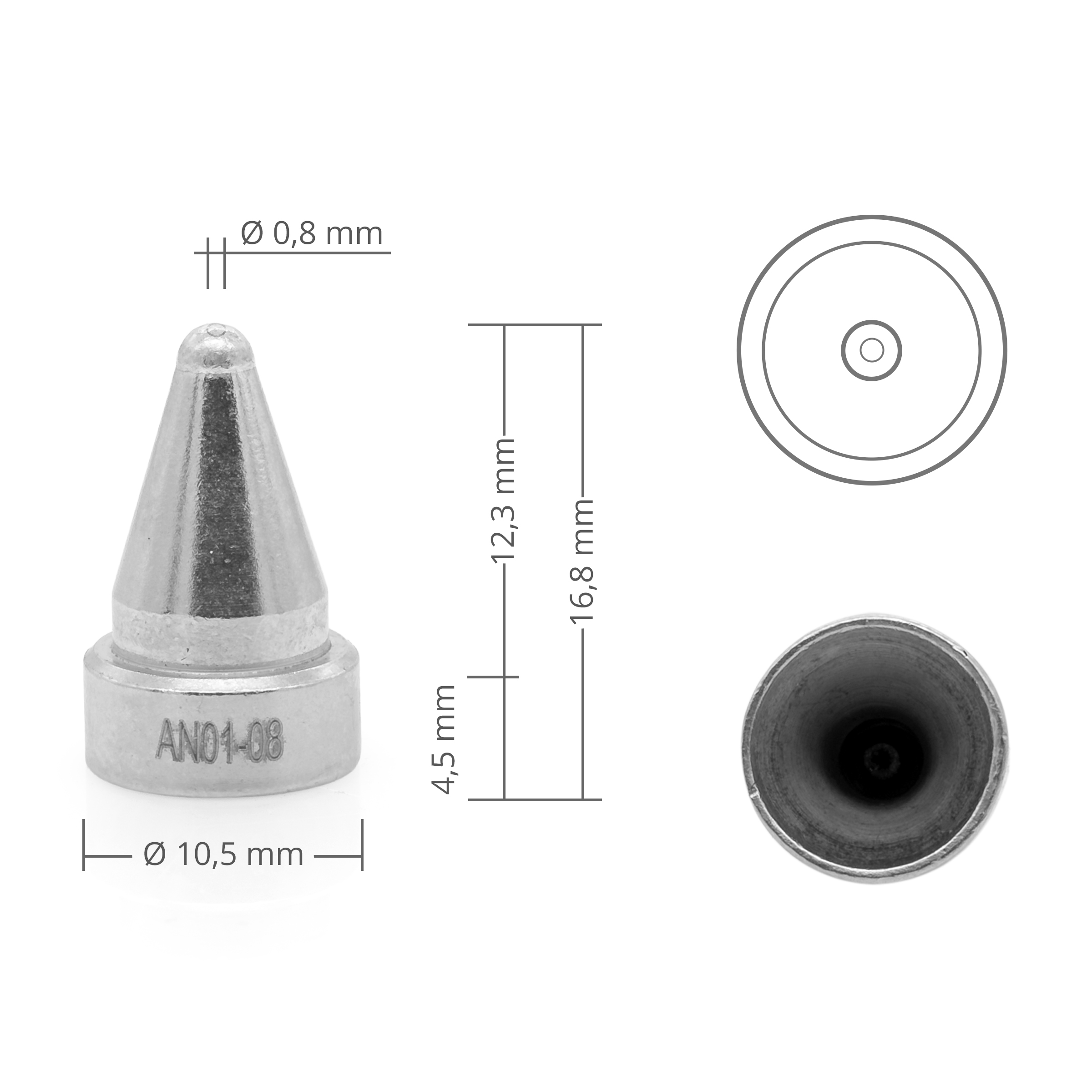 Entlötspitze 0,8 mm für TV2+ Vakuum-Entlötstation - Quick AN01-08