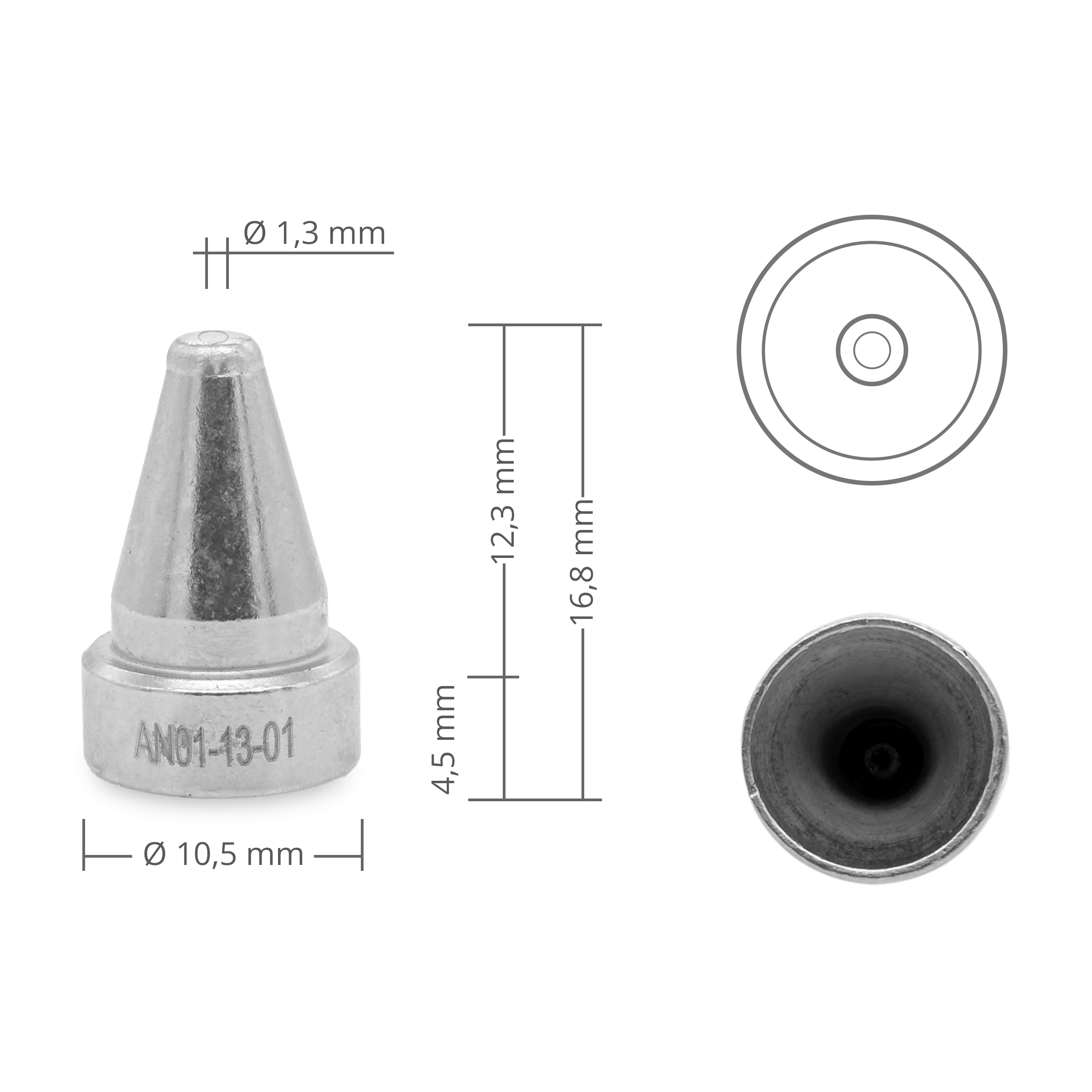 Entlötspitze 1,3 mm für TV2+ Vakuum-Entlötstation - Quick AN01-13