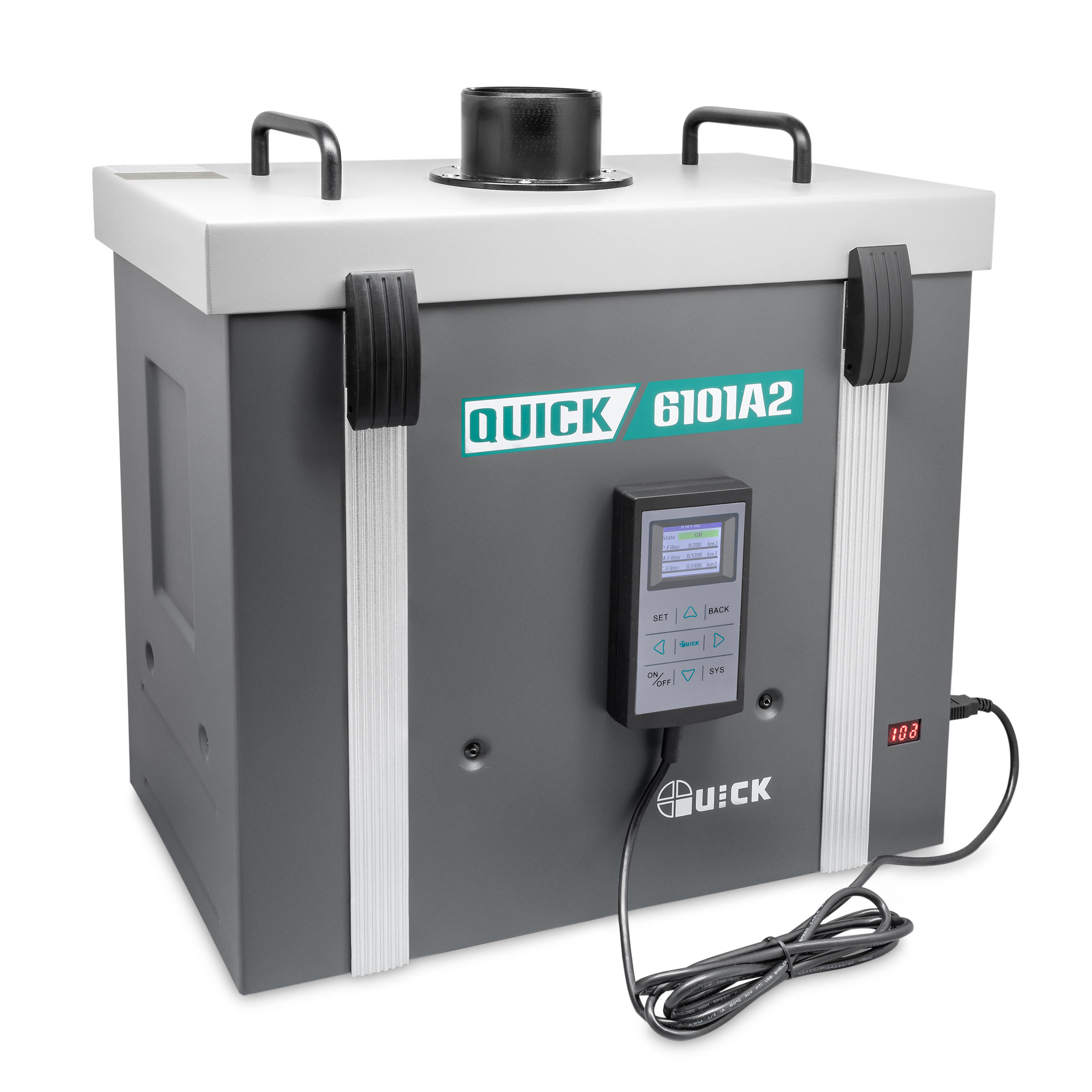 1-Arm Lötrauchfiltersystem 120W, 100m³/h, 230V 3-stufig mit Funkenschutzgitter, Fernbedienung - Quick QU6101A2