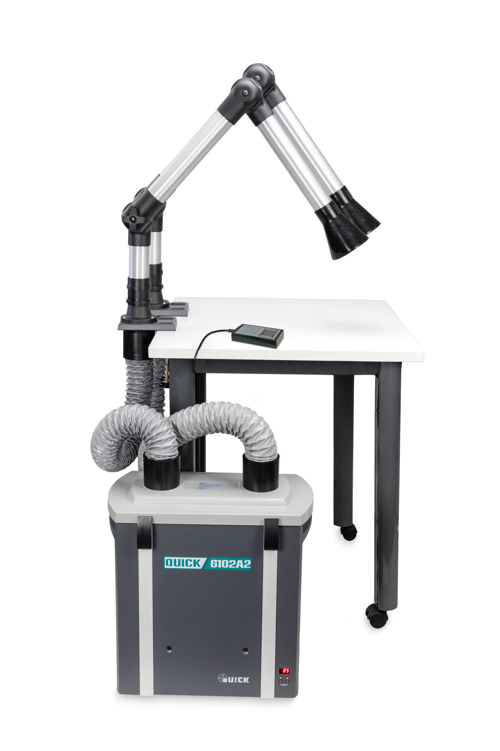 2 Arm Filtersystem 2x 100m³/h, 250W mit 2 Flexarmen je 1,5m und Düse 105mm - Quick QU6102A2-S2