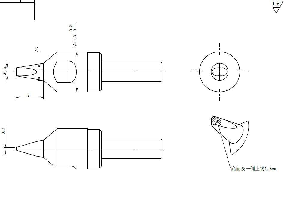 Lötspitze meißelförmig 2,4 x 0,8 mm für Lötroboter-Tools 9018M, 9018BMT - Quick QU911G-24D