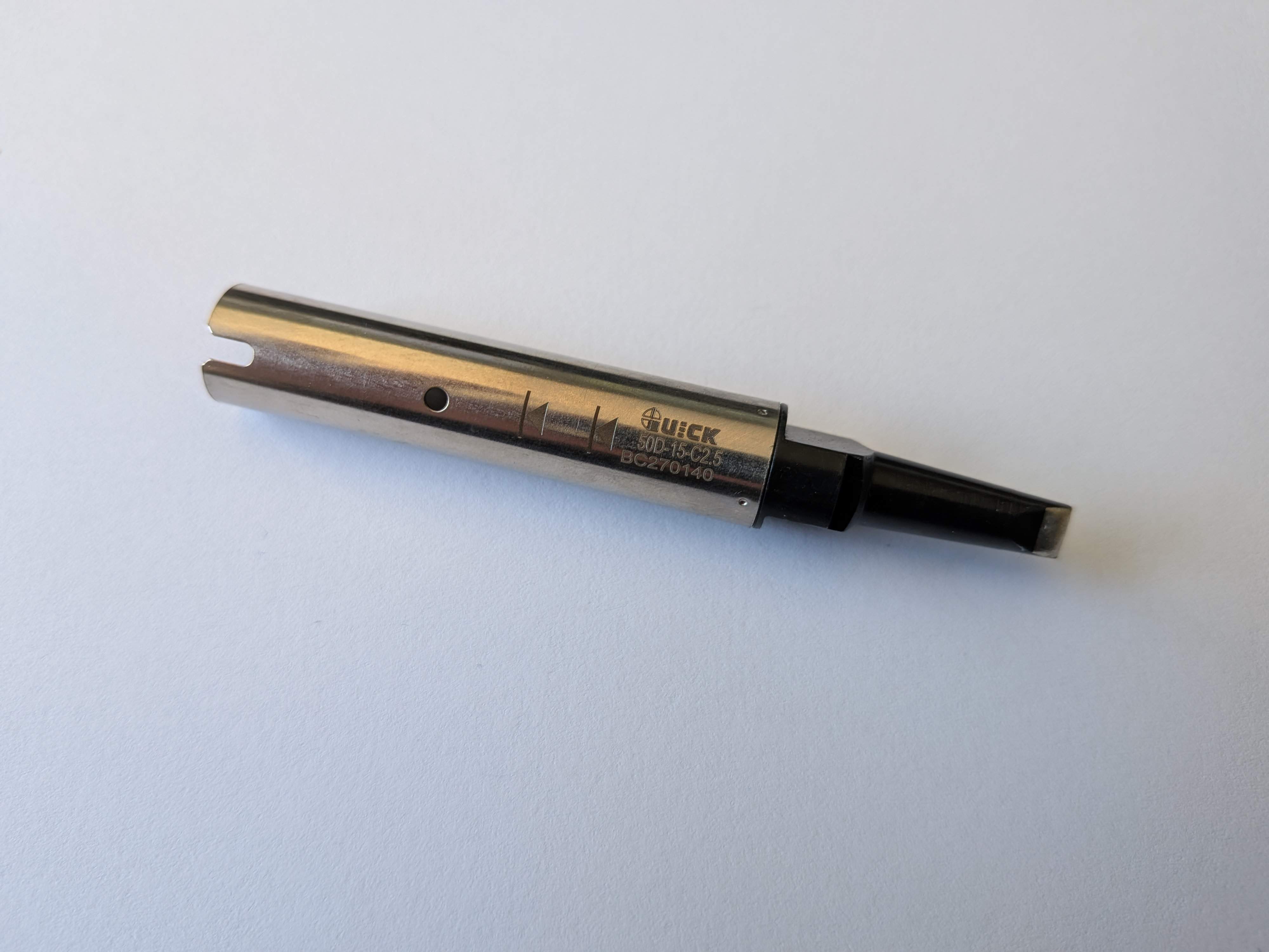 Lötspitze verlängert, verjüngter Schaft, meißelförmig 5,0 x 1,5 mm für Lötroboter-Tools 9018M, 9018BMT - Quick QU911G-50D-15-C2.5