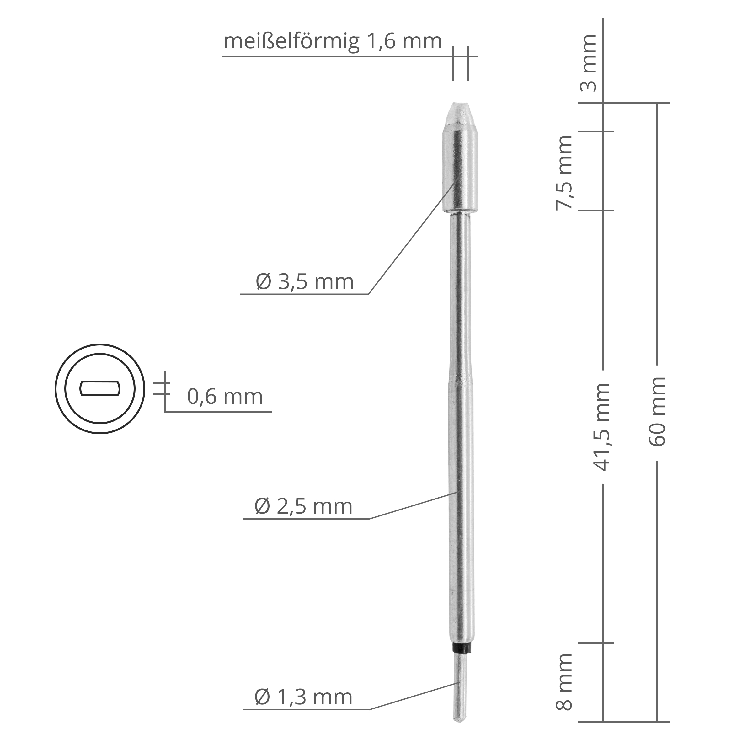 Kartuschen-Lötspitze TS1, gerade meißelförmig 1,6 mm (SS1-1.6D) - Quick SS1-1.6D