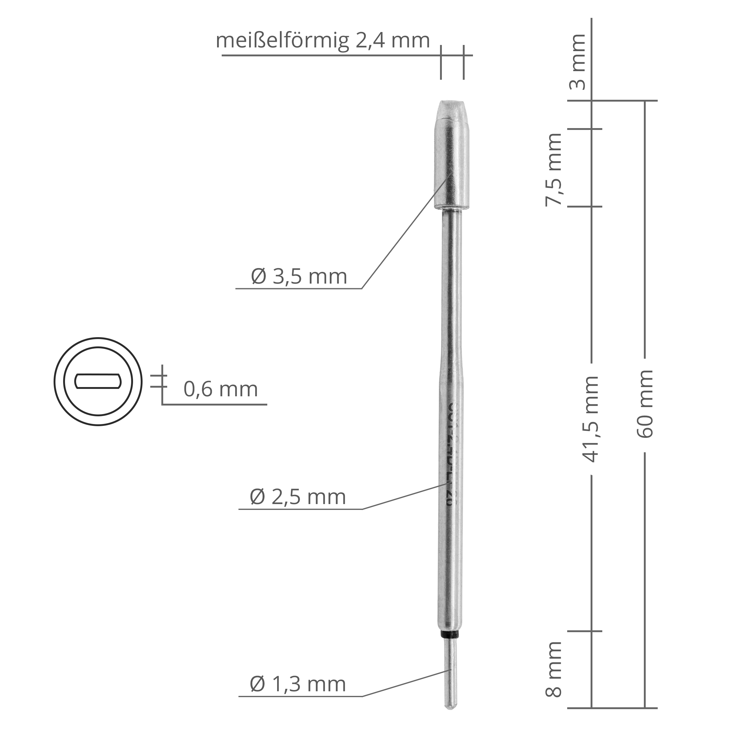 Kartuschen-Lötspitze TS1, gerade meißelförmig 2,4 mm (SS1-2.4D) - Quick SS1-2.4D