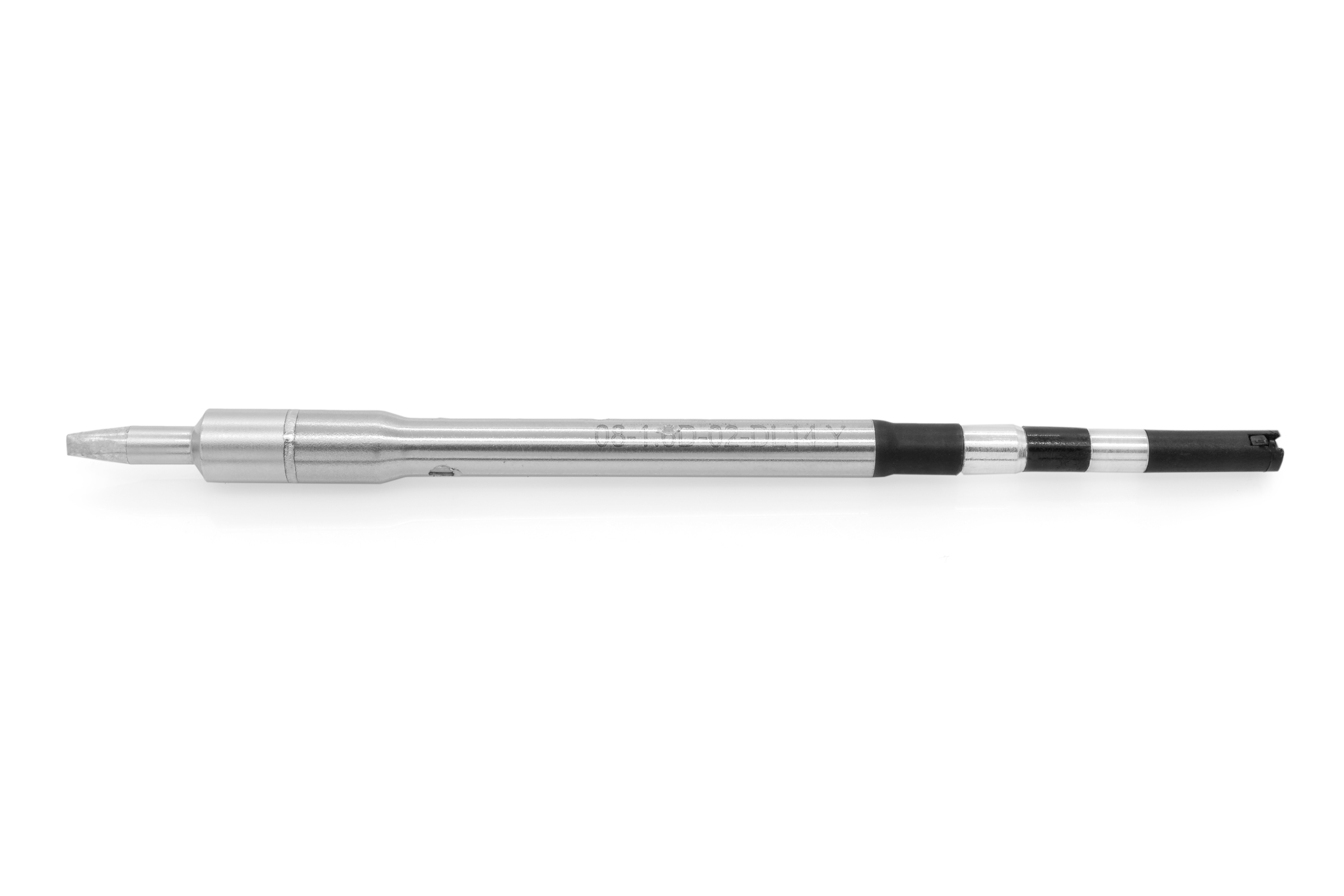 Kartuschenlötspitze für TS8, gerade, schlank verlängert, meißelförmig stumpf 1,6 mm breit x 0,7 mm, 5 mm Lot-benetzt - Quick TSS08-1.6D02