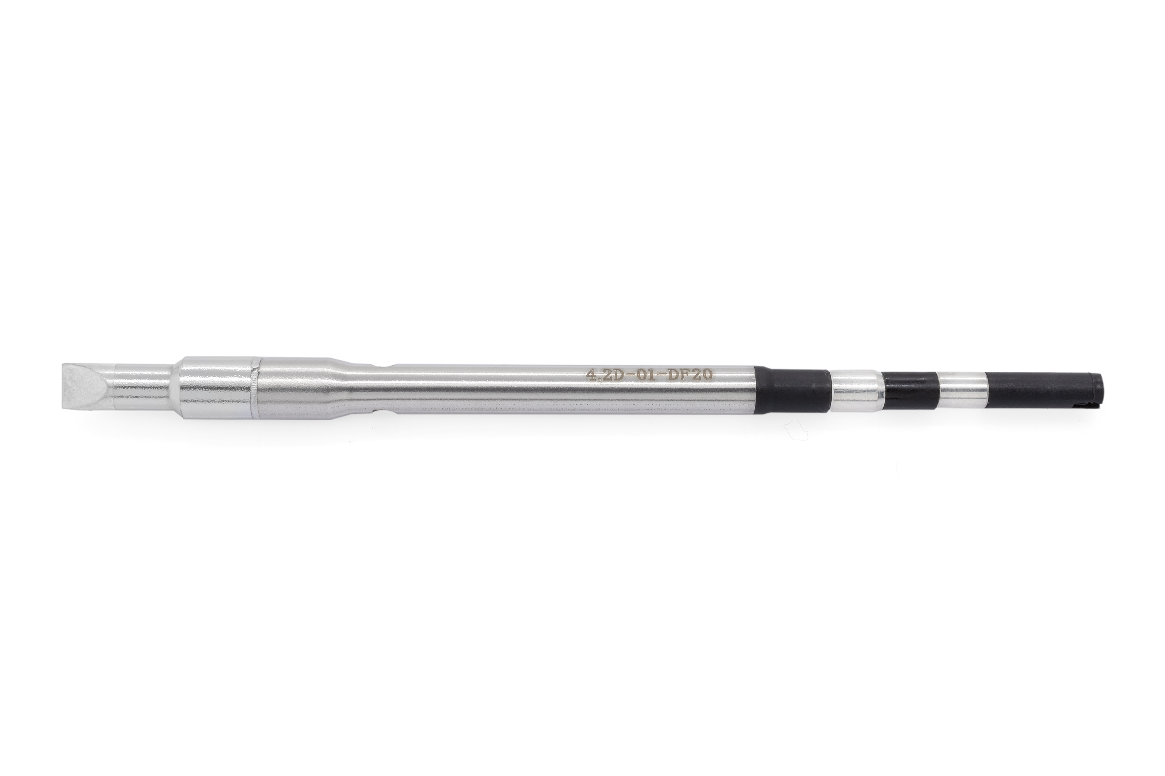 Kartuschenlötspitze für TS8, gerade, schlank verlängert, meißelförmig stumpf 2,4 mm breit x 0,7 mm, 4 mm Lot-benetzt - Quick TSS08-2.4D01