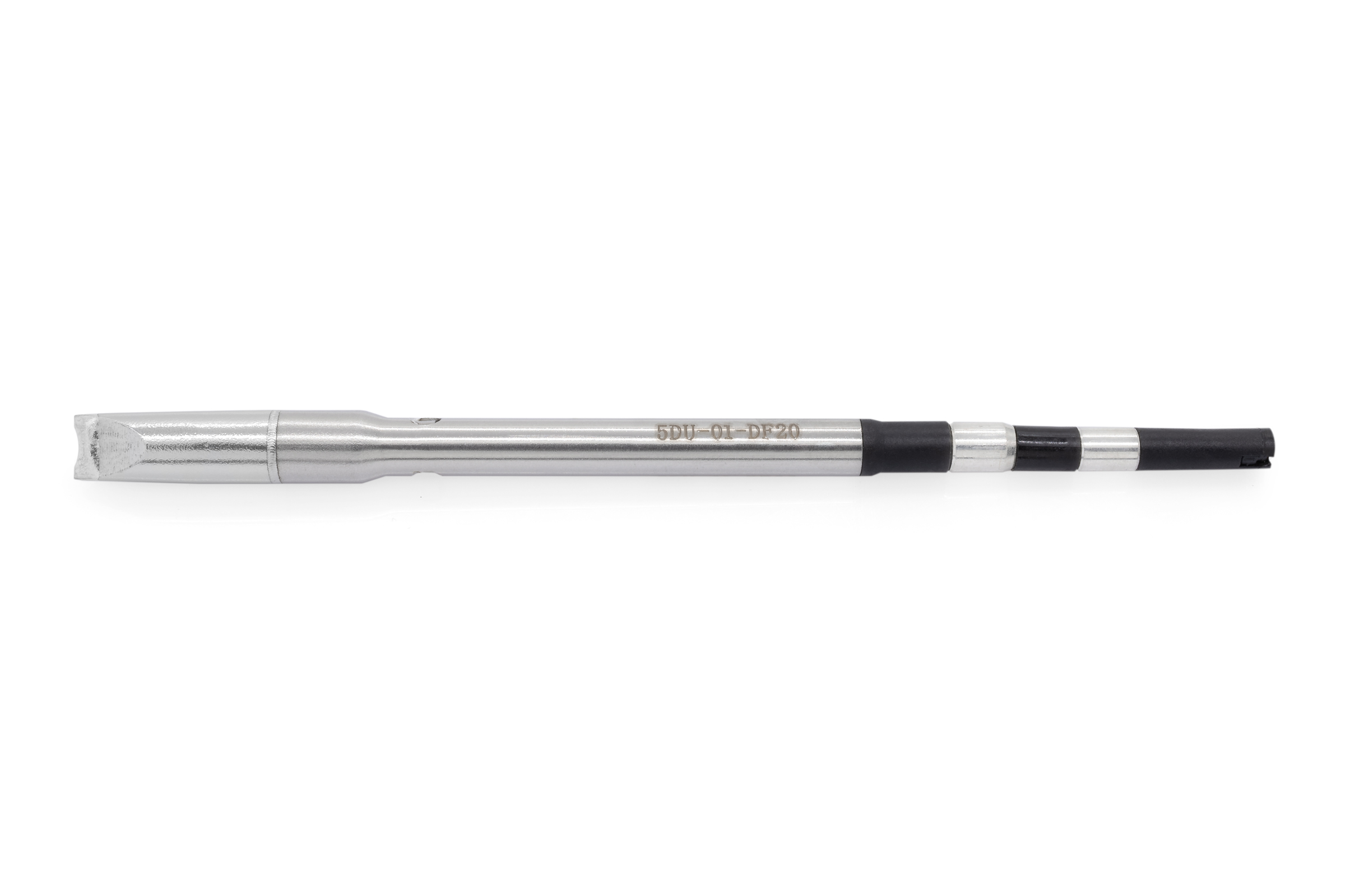 Kartuschenlötspitze für TS8, gerade, 2,6 mm Kuhfuss-meißelförmig stumpf 5 mm breit x 0,5 mm, 2 mm Lot-benetzt - Quick TSS08-5DU01