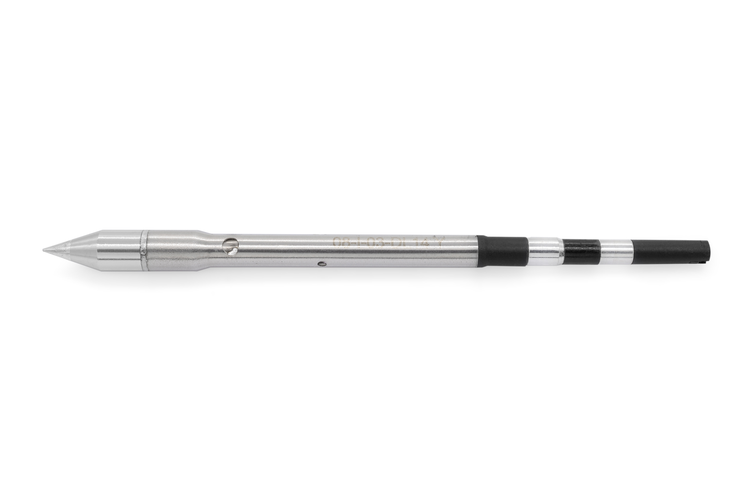 Kartuschenlötspitze für TS8, gerade, kurzer Kegel, nadelspitz Ø 0,2 mm rund, 4 mm Lot-benetzt - Quick TSS08-I03