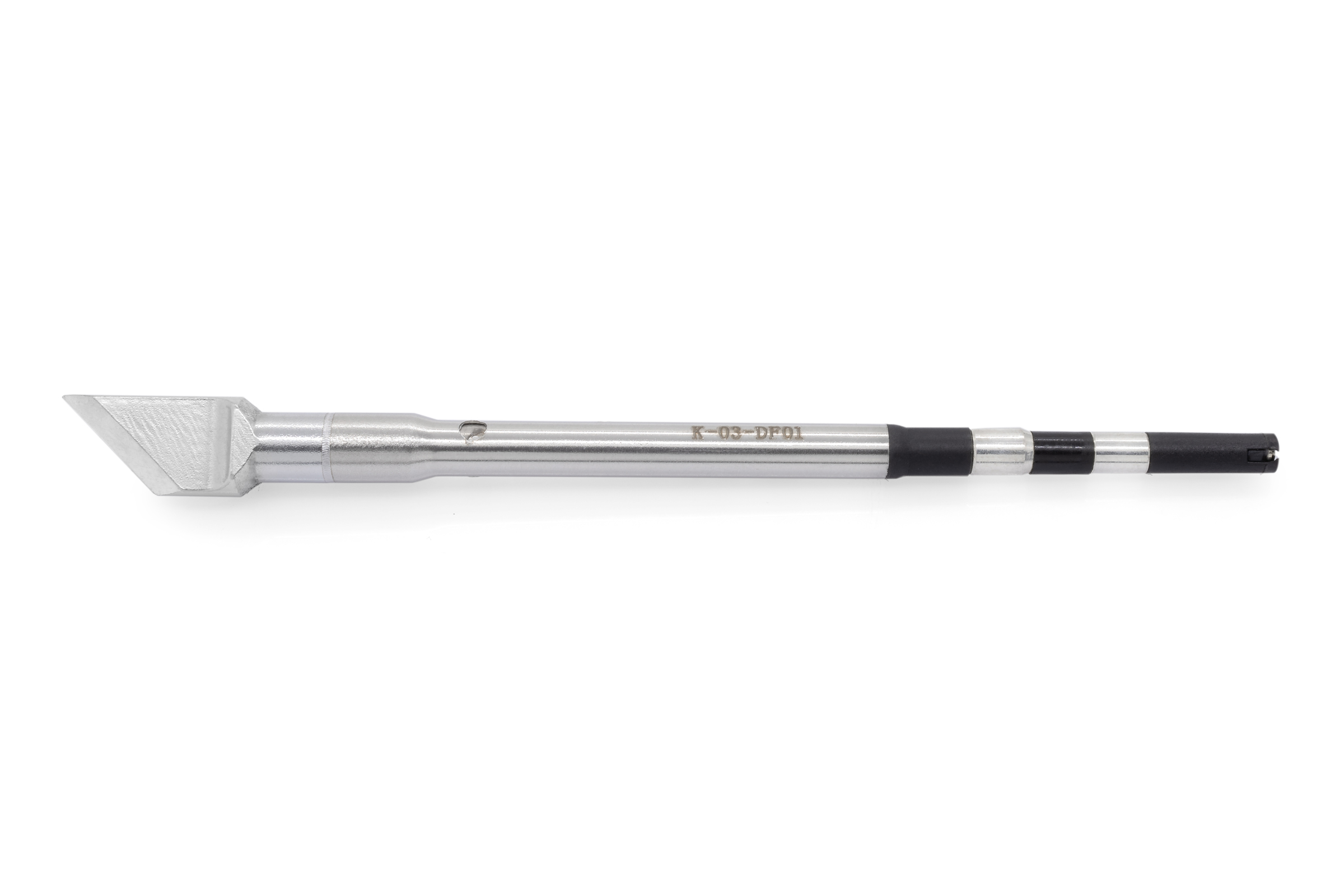 Kartuschenlötspitze für TS8, gerade, messerförmig R0.2, angeschrägt 45°, 8 mm Höhe x 3 mm, 2,91 mm Lot-benetzt beidseitig - Quick TSS08-K03