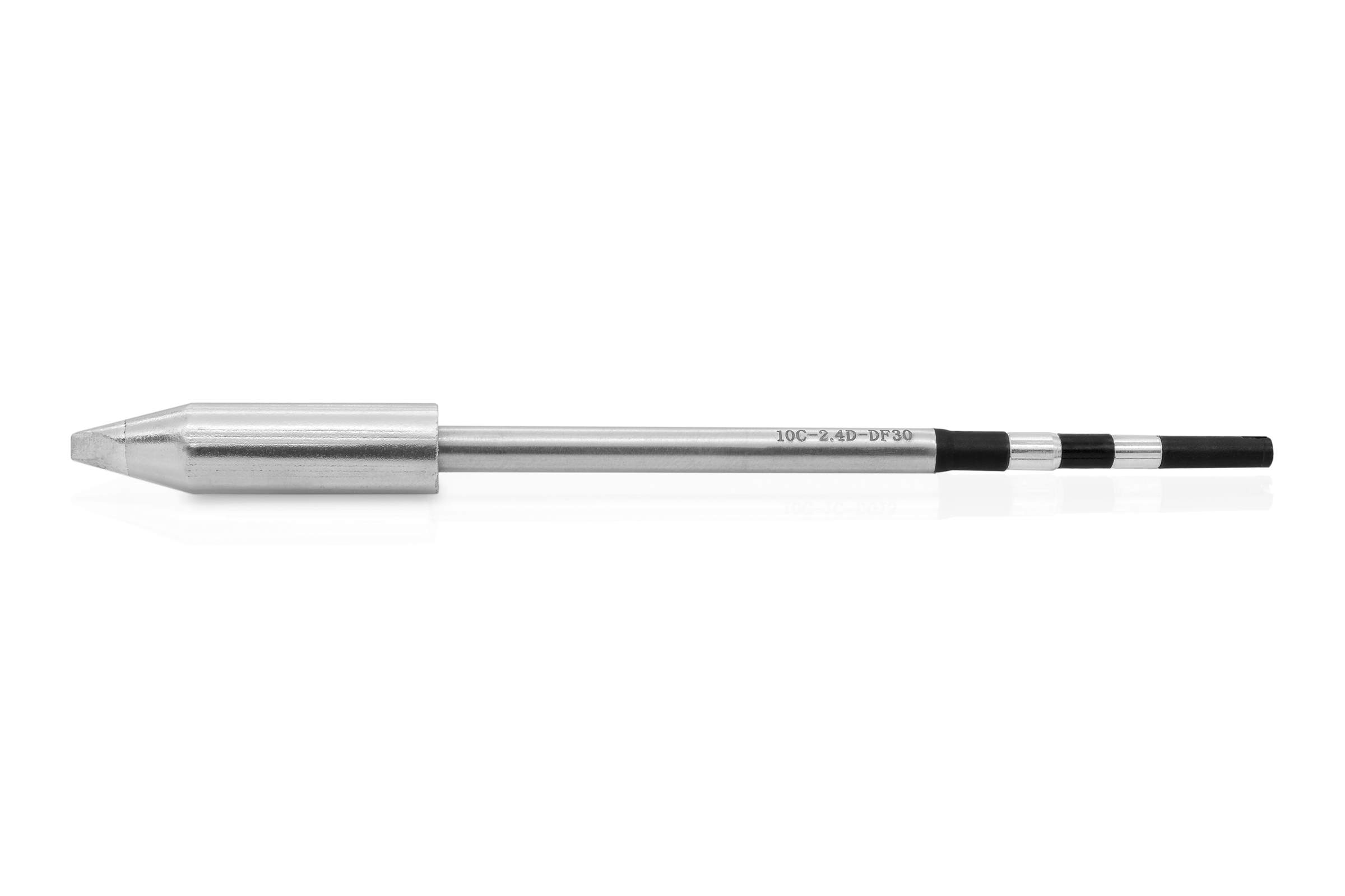 Kartuschen-Lötspitze gerade meißelförmig, 2,4 mm breit | Meißelstärke 1,2 mm | 200W-Ausführung | für TS10 Lötstation | mit Kalibrier-Chip - Quick TSS10C-2.4D