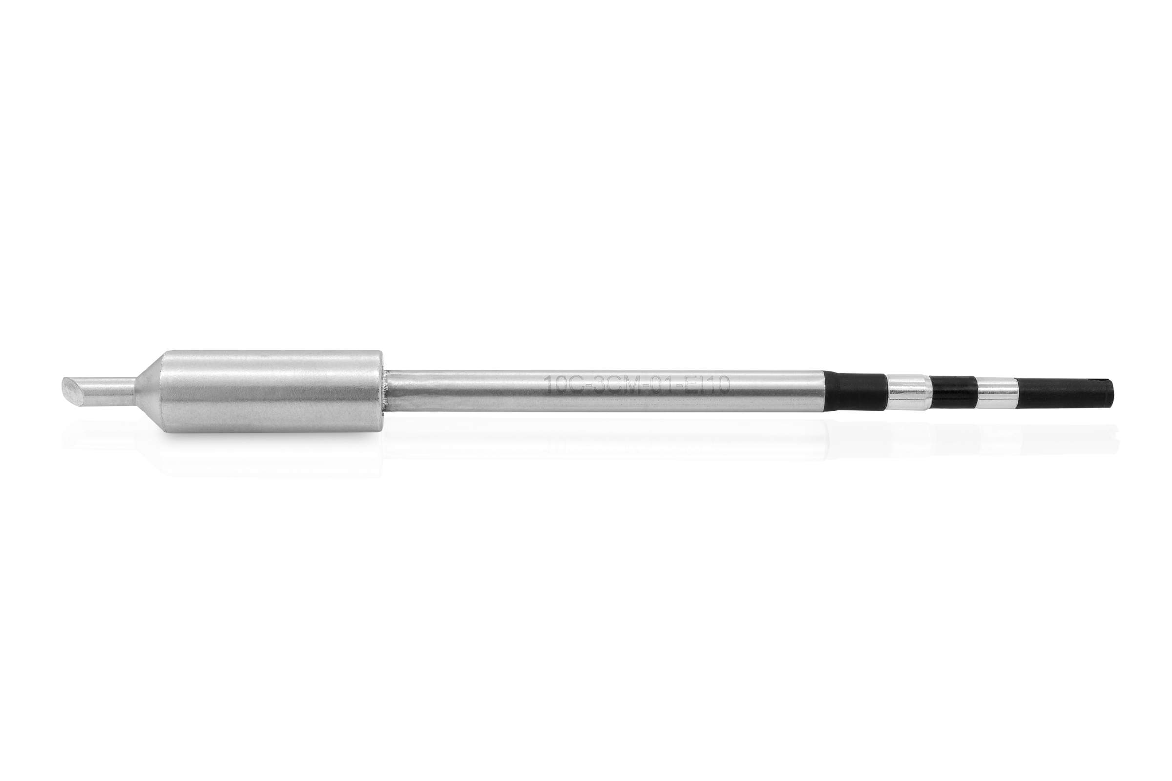 Kartuschen-Lötspitze gerade, ellipsenförmig 45° angeschrägt | Ø 3,0 mm | schmal | 200W-Ausführung | für TS10 Lötstation | mit Kalibrier-Chip - Quick TSS10C-3CM-01