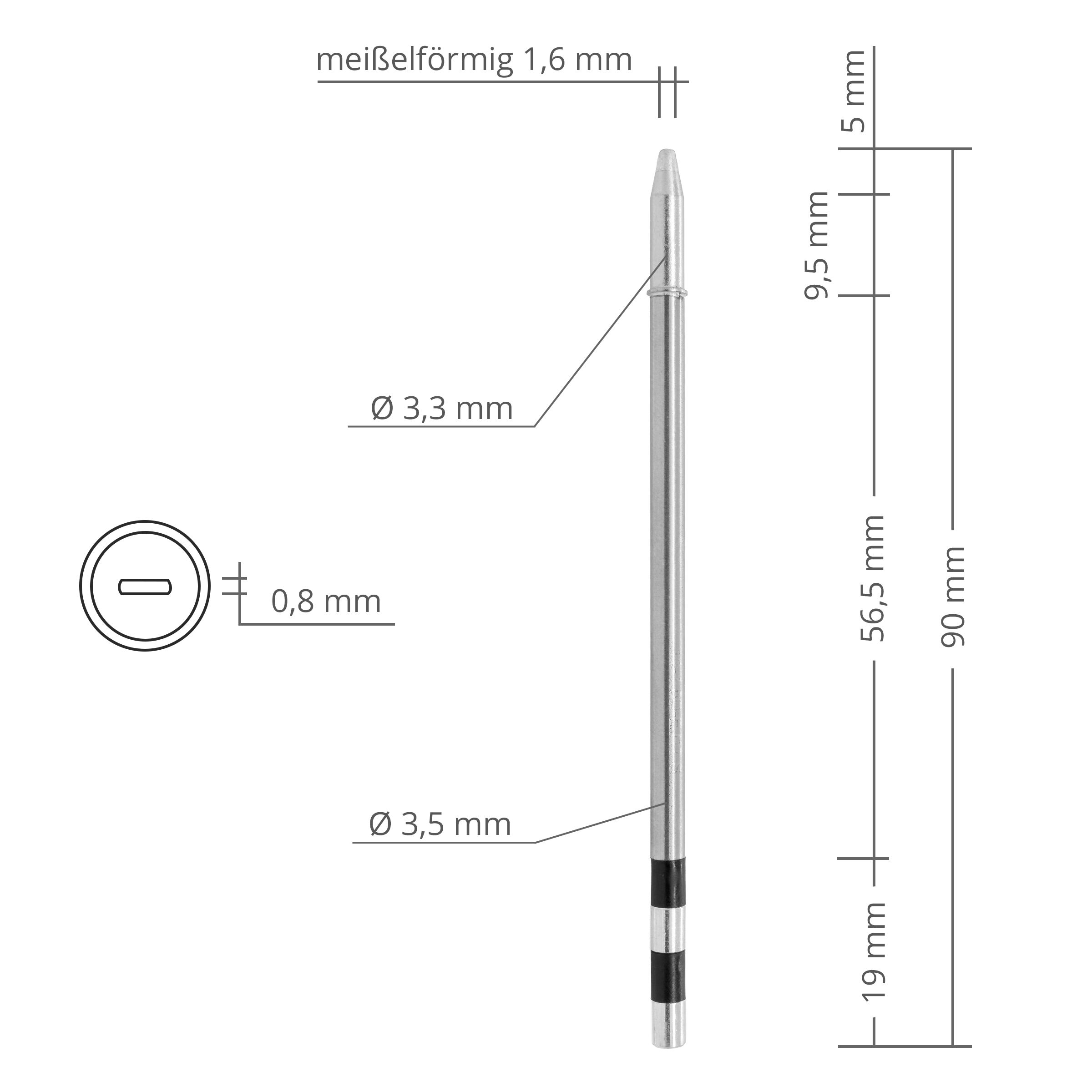 Kartuschenlötspitze TS11 gerade Meißel 1,6 mm - extrem schnelle Aufheizzeit - Quick TSS11-1.6D