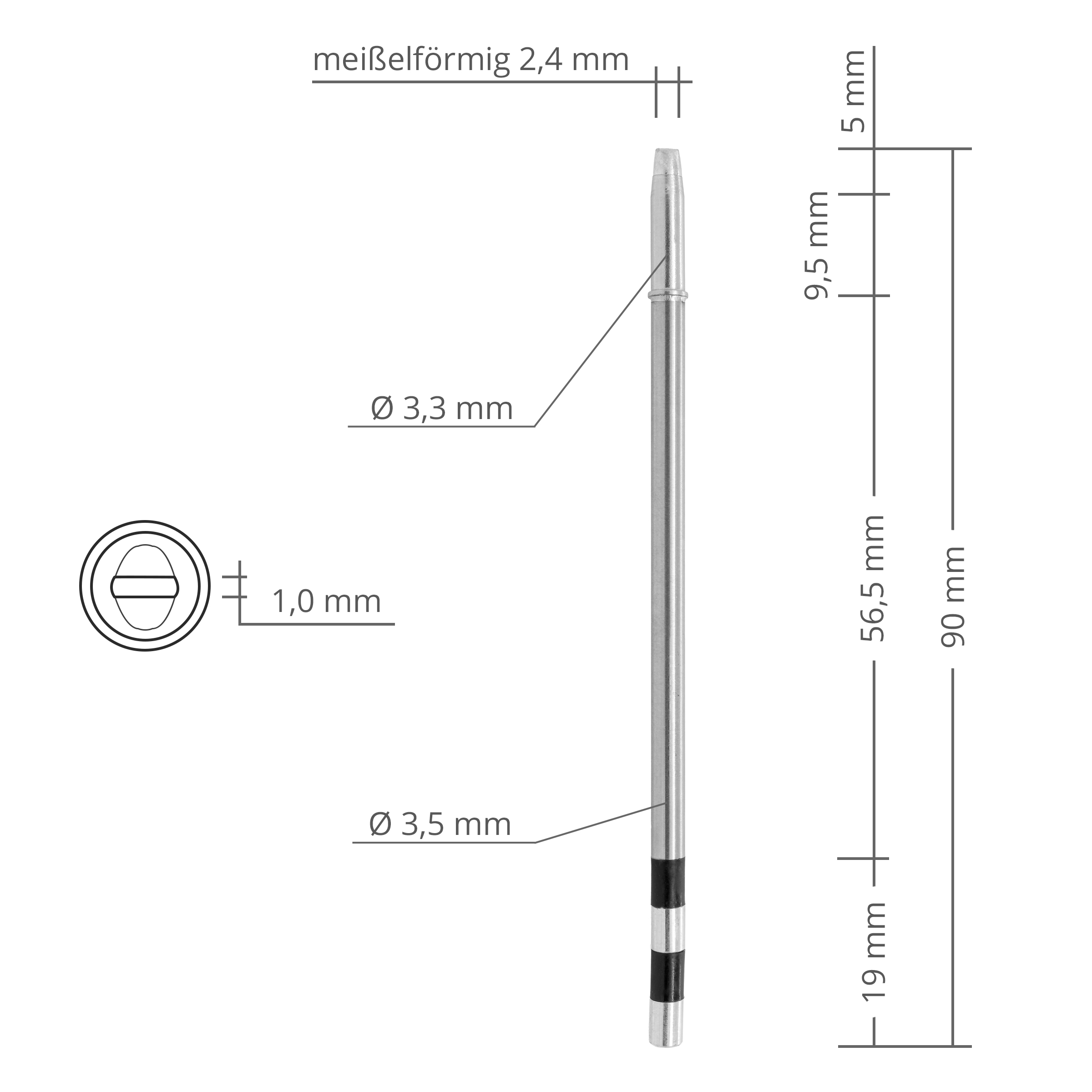 Kartuschenlötspitze TS11 gerade Meißel 2,4 mm - extrem schnelle Aufheizzeit - Quick TSS11-2.4D