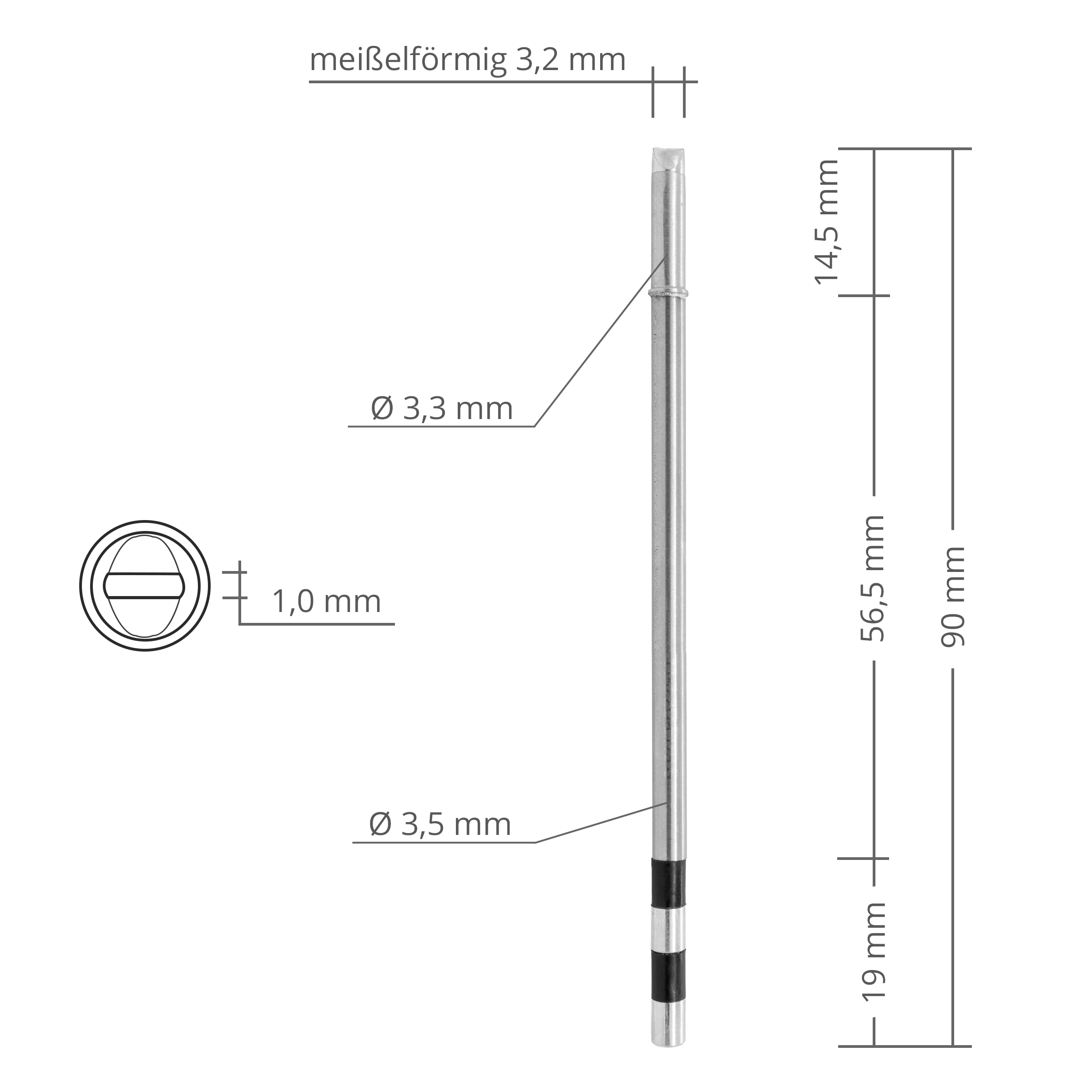 Kartuschenlötspitze TS11 gerade Meißel 3,2 mm - extrem schnelle Aufheizzeit - Quick TSS11-3.2D