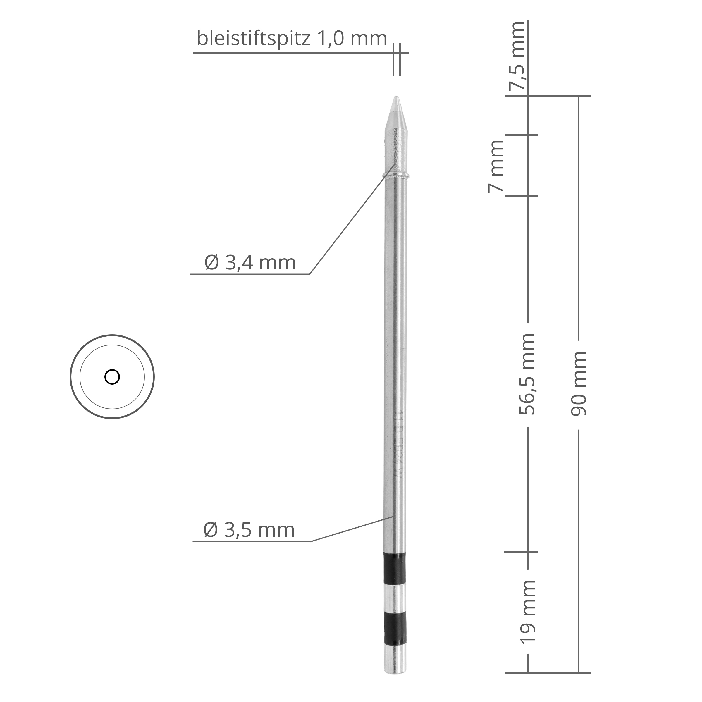 Kartuschenlötspitze TS11 gerade Bleistiftspitze 1,0 mm - extrem schnelle Aufheizzeit - Quick TSS11-B