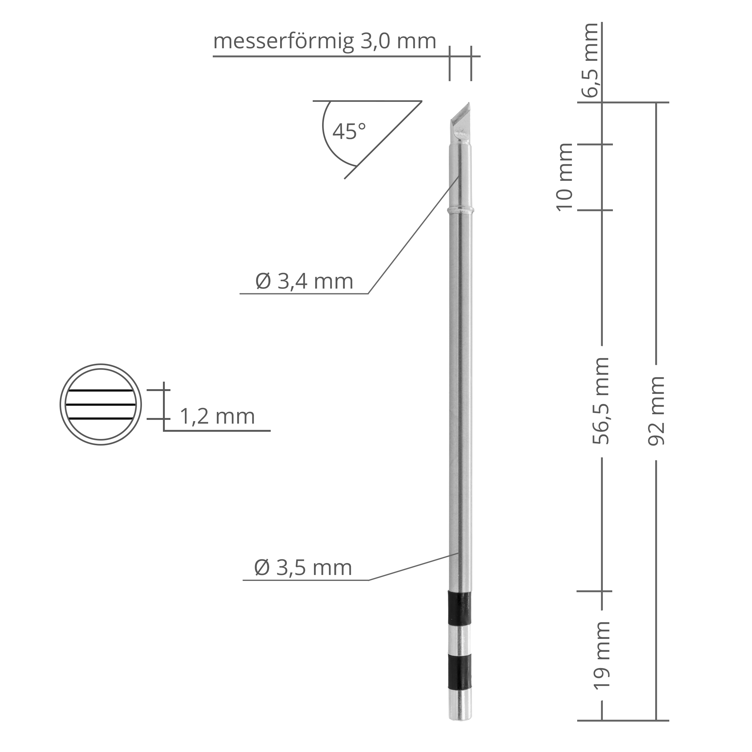 Kartuschenlötspitze TS11 messerförmig 3,0 mm - extrem schnelle Aufheizzeit - Quick TSS11-SK