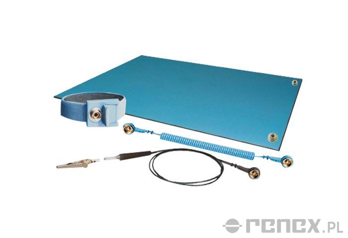 ESD-Tischmatten-Set 600 x 500 mm mit Handgelenkband und Erdungskabel - Reeco RE-MSMN2-Z0.5X06
