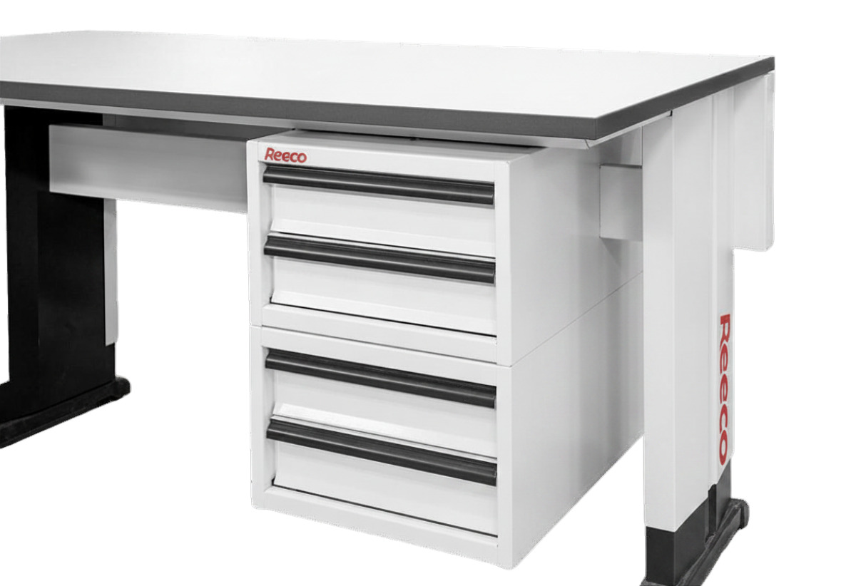 ESD-Doppelschubladenblock, 4 Schubladen, für Tischgestell Premium Electric - Reeco RF-016-3850PM750-9003