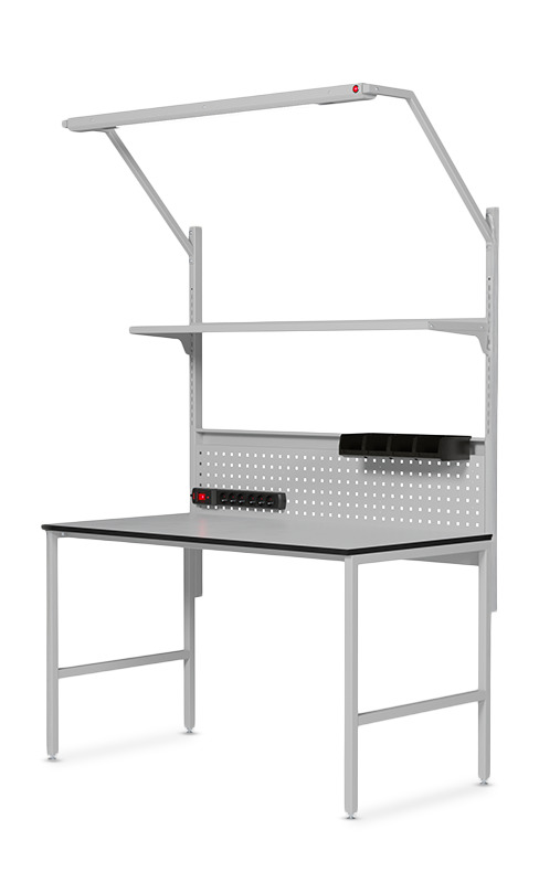 ESD-Arbeitsplatz ECO komplett, 1330 x 700 mm, mit Beleuchtung und Stromleiste - Reeco RF-041-13370-9003